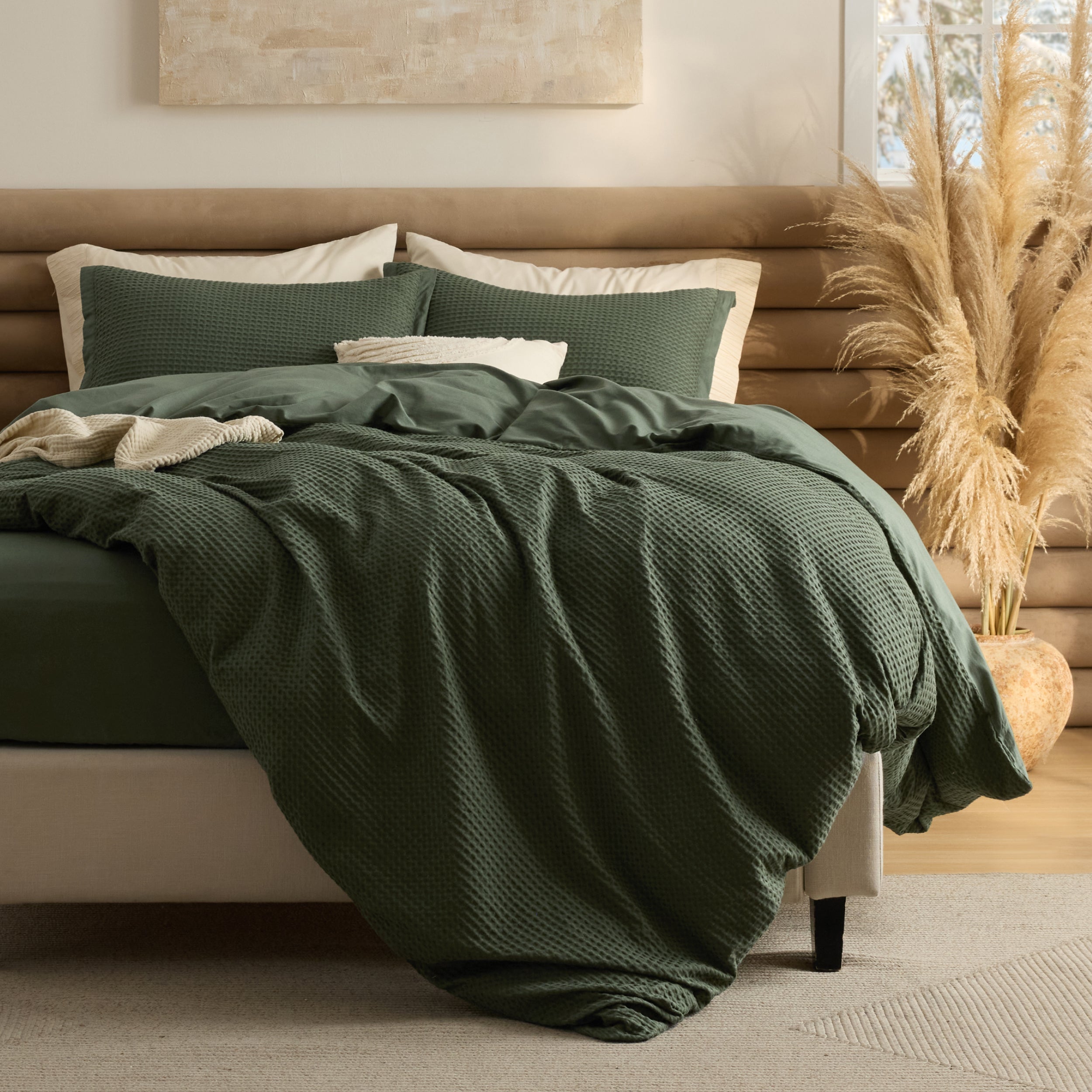 GentleSoft® Cotton Waffle Duvet Cover Set