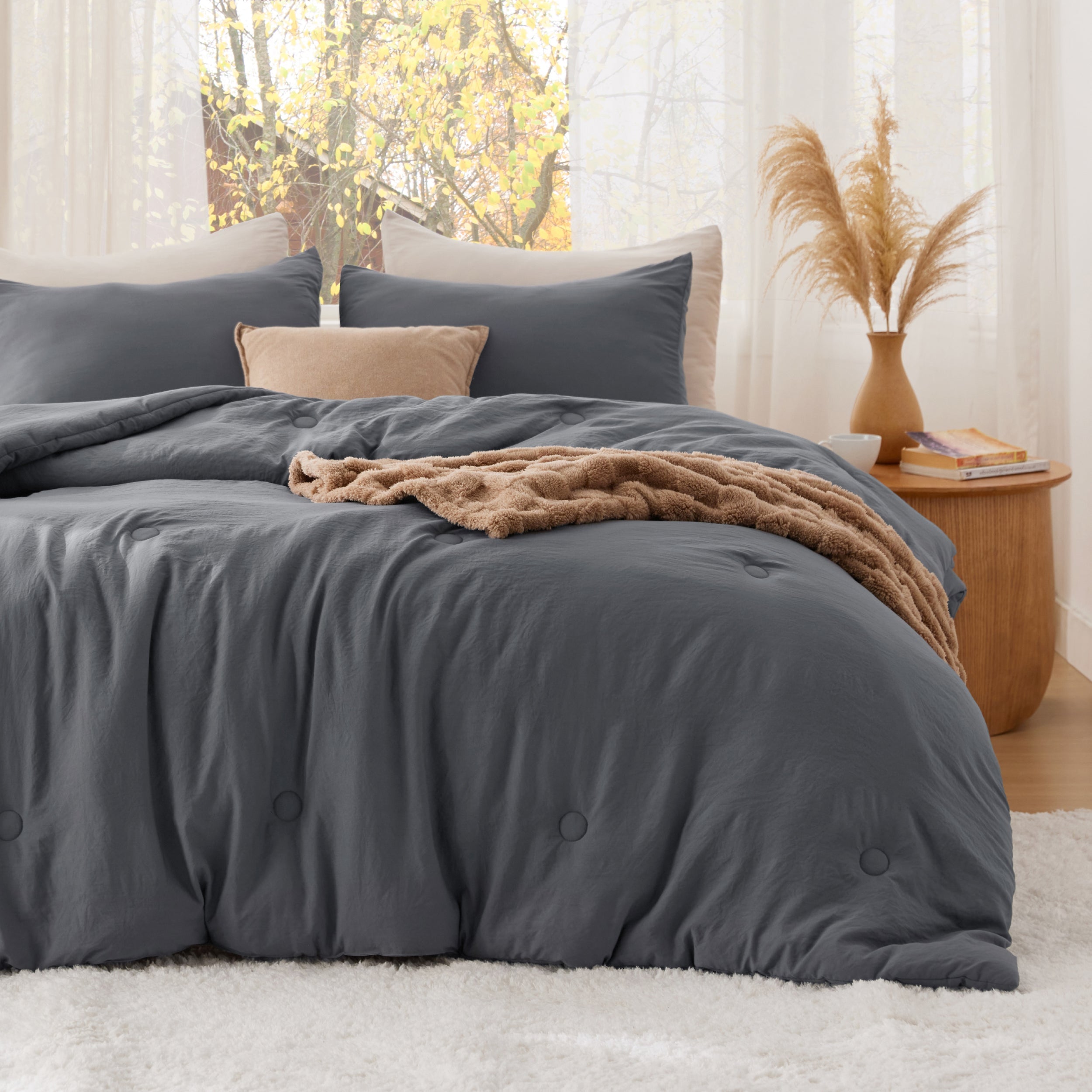 Textured Quilted Comforter Set