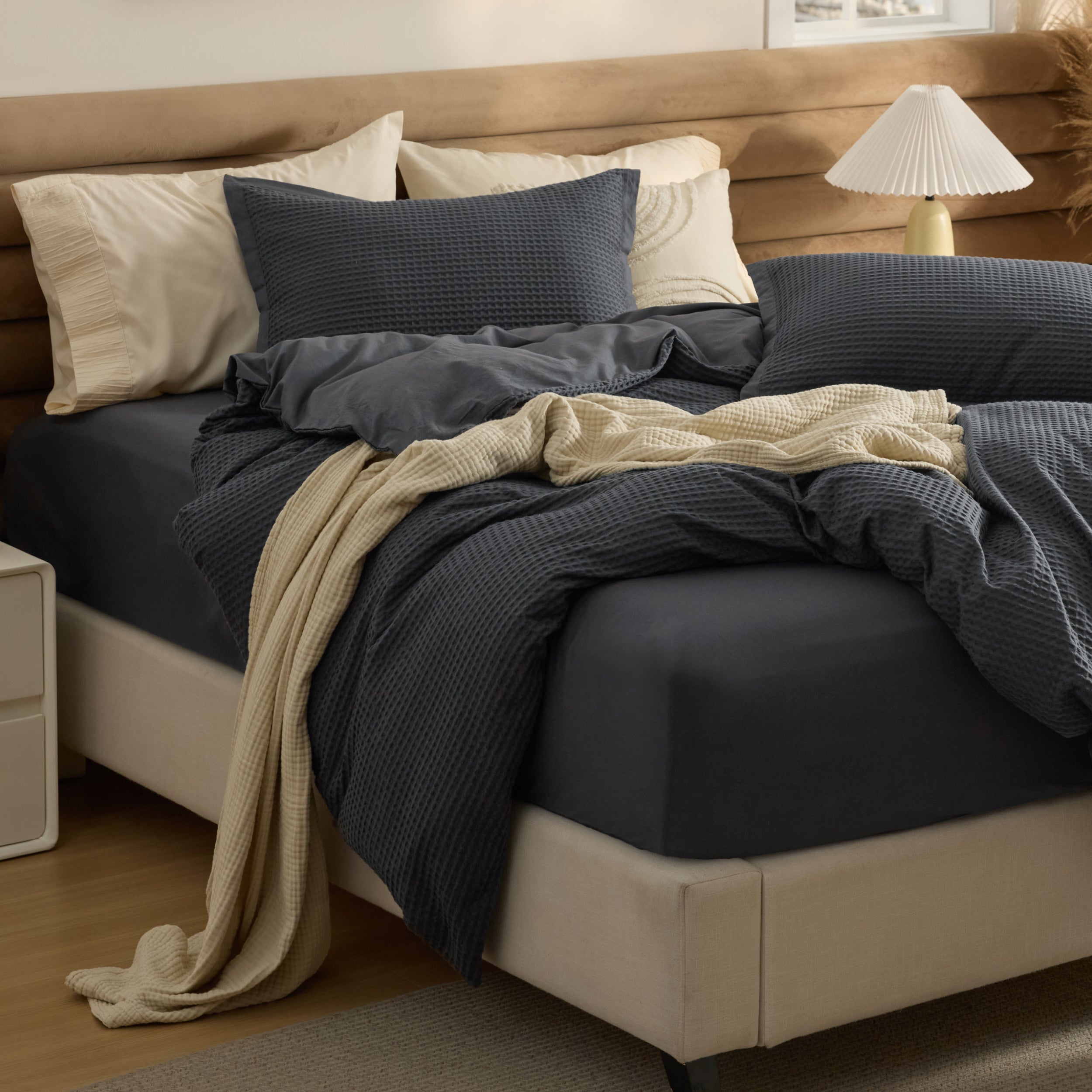 GentleSoft® Cotton Waffle Duvet Cover Set