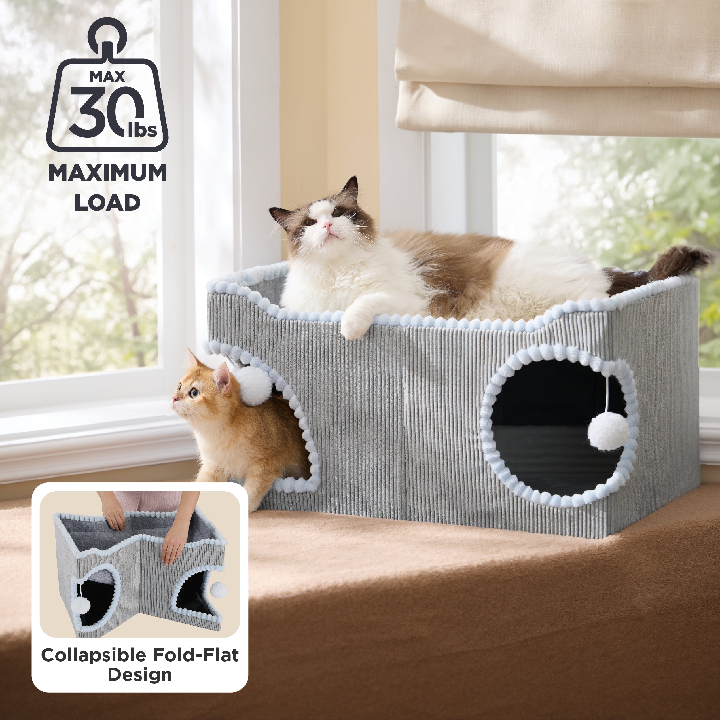 2-in-1 Corduroy Cat Scratcher House