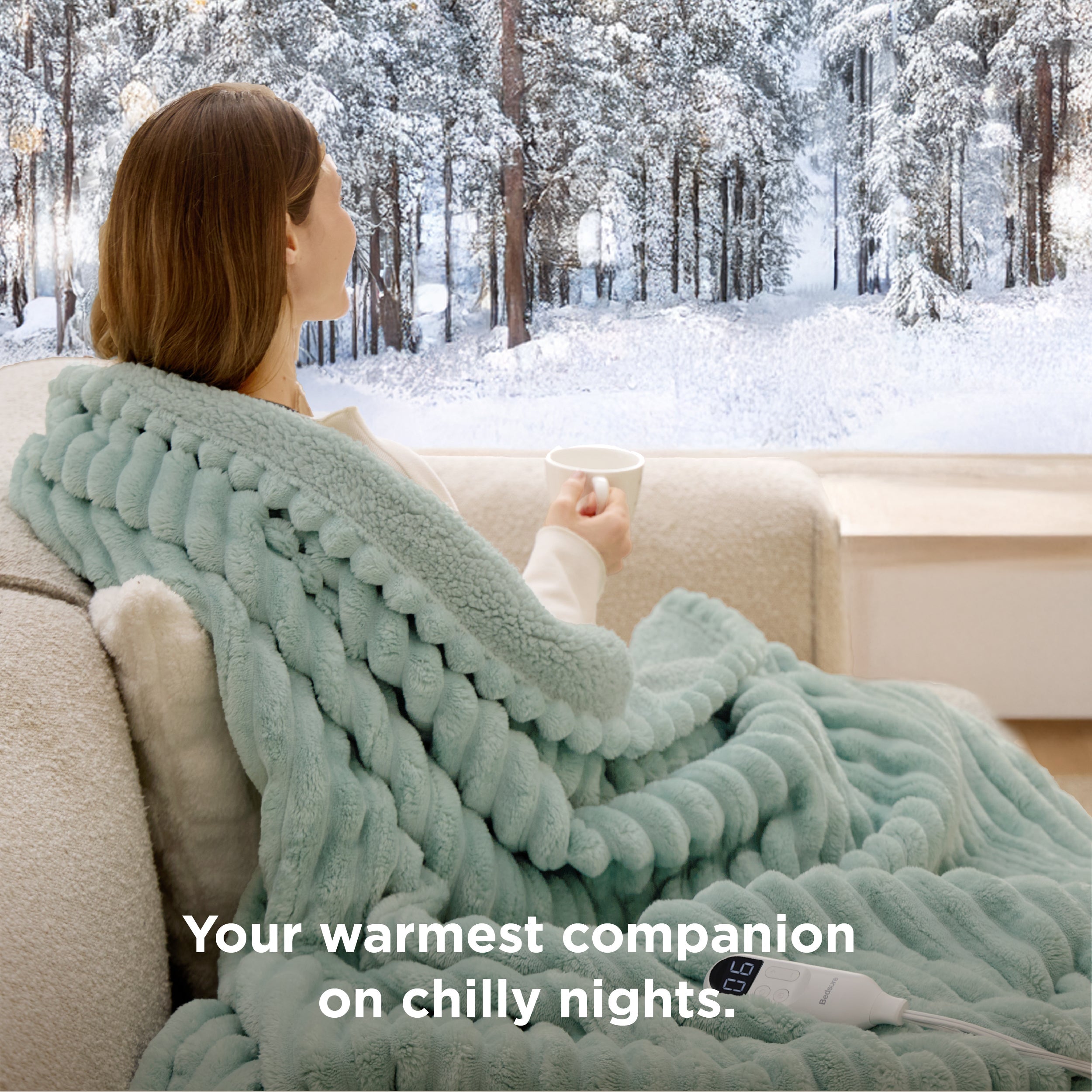 Striped Flannel Heated Blanket