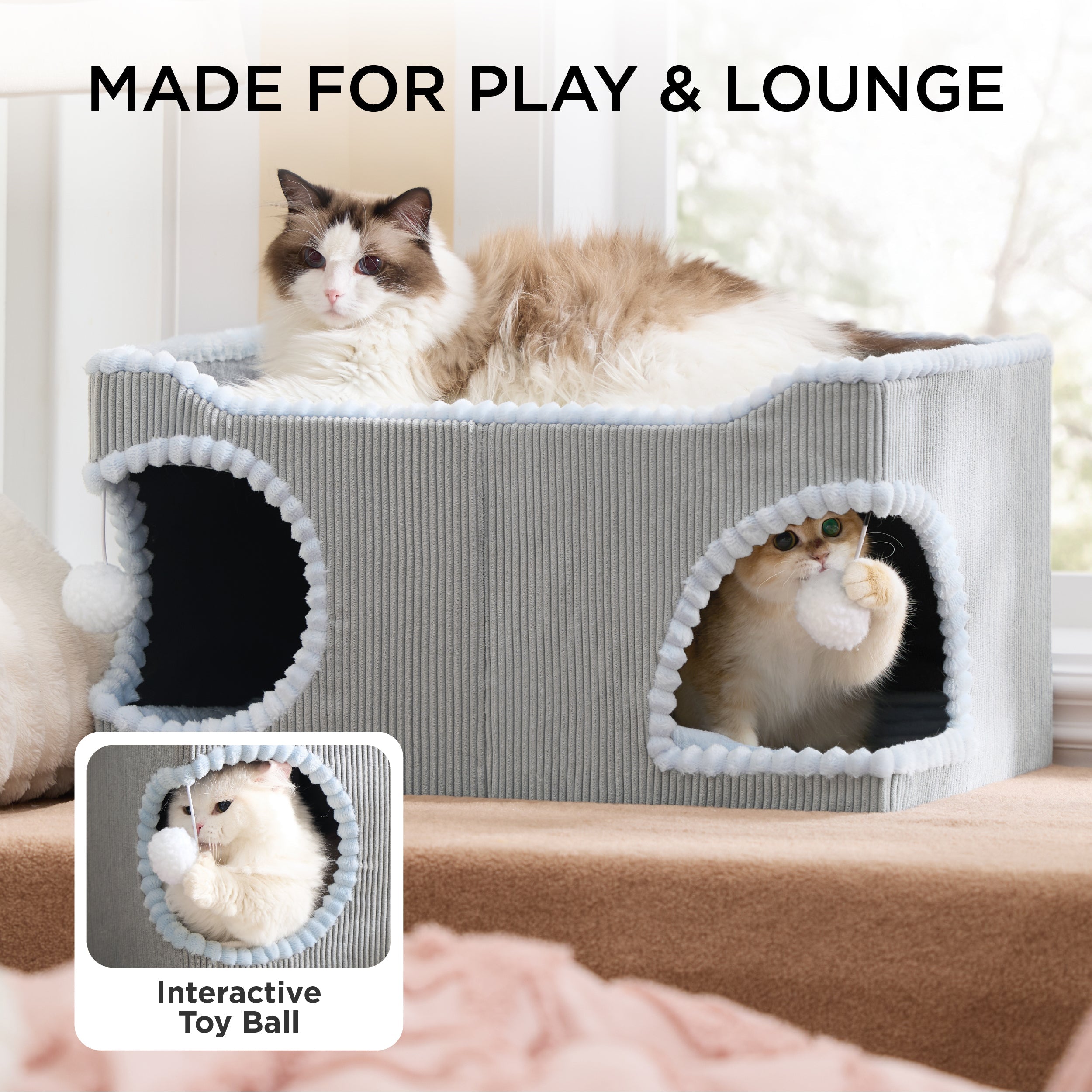 2-in-1 Corduroy Cat Scratcher House