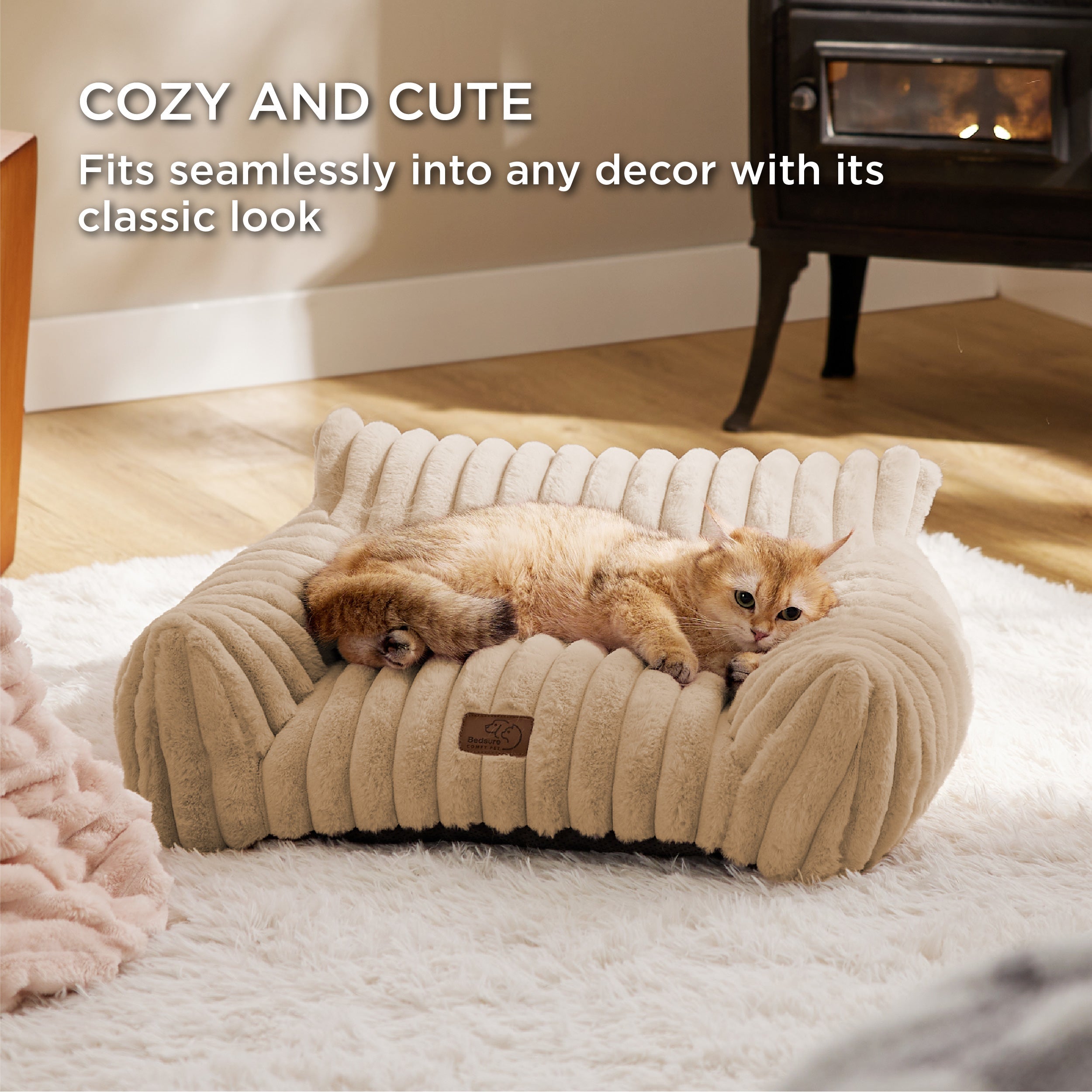 Corduroy Fleece Cat Couch