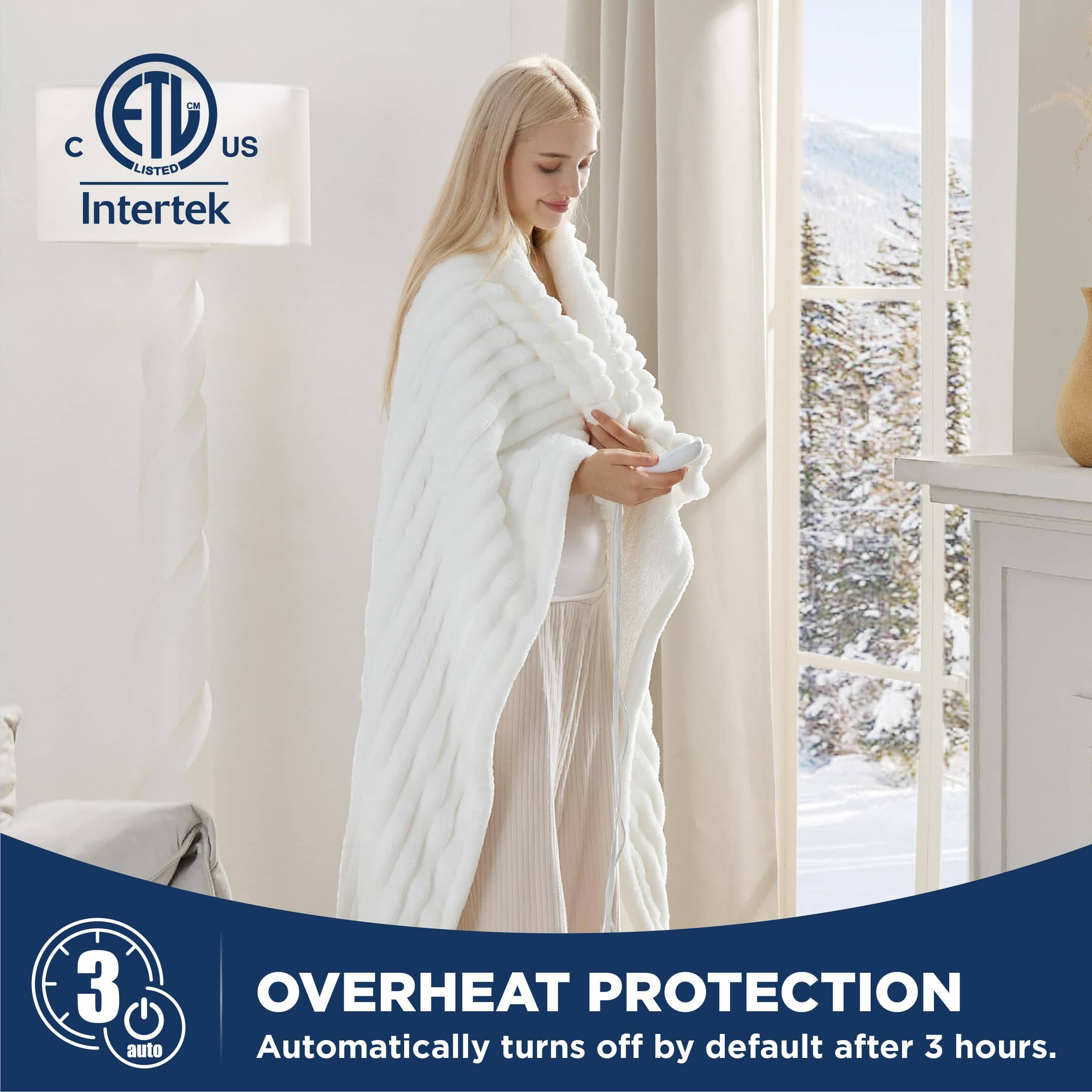 Striped Flannel Heated Blanket