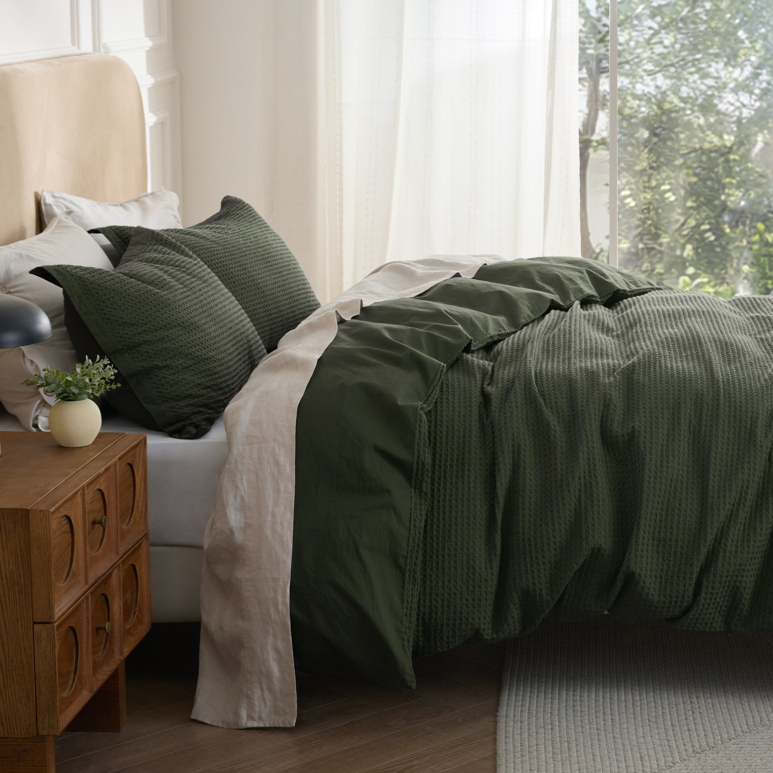 GentleSoft® Cotton Waffle Duvet Cover Set