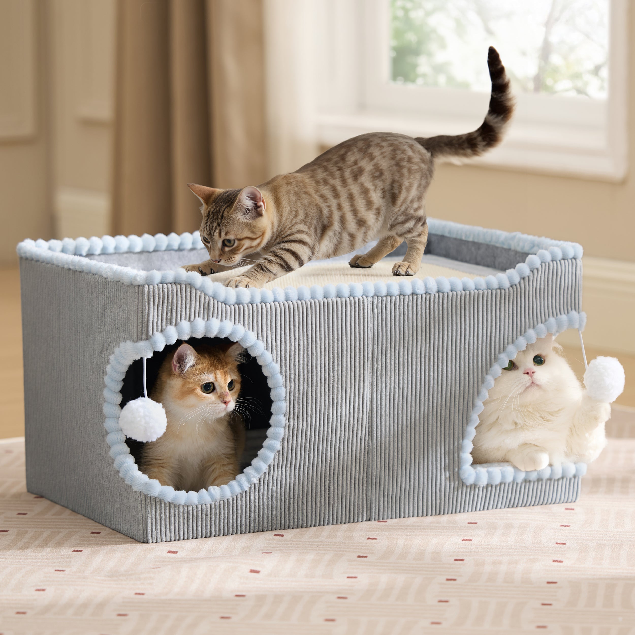 2-in-1 Corduroy Cat Scratcher House