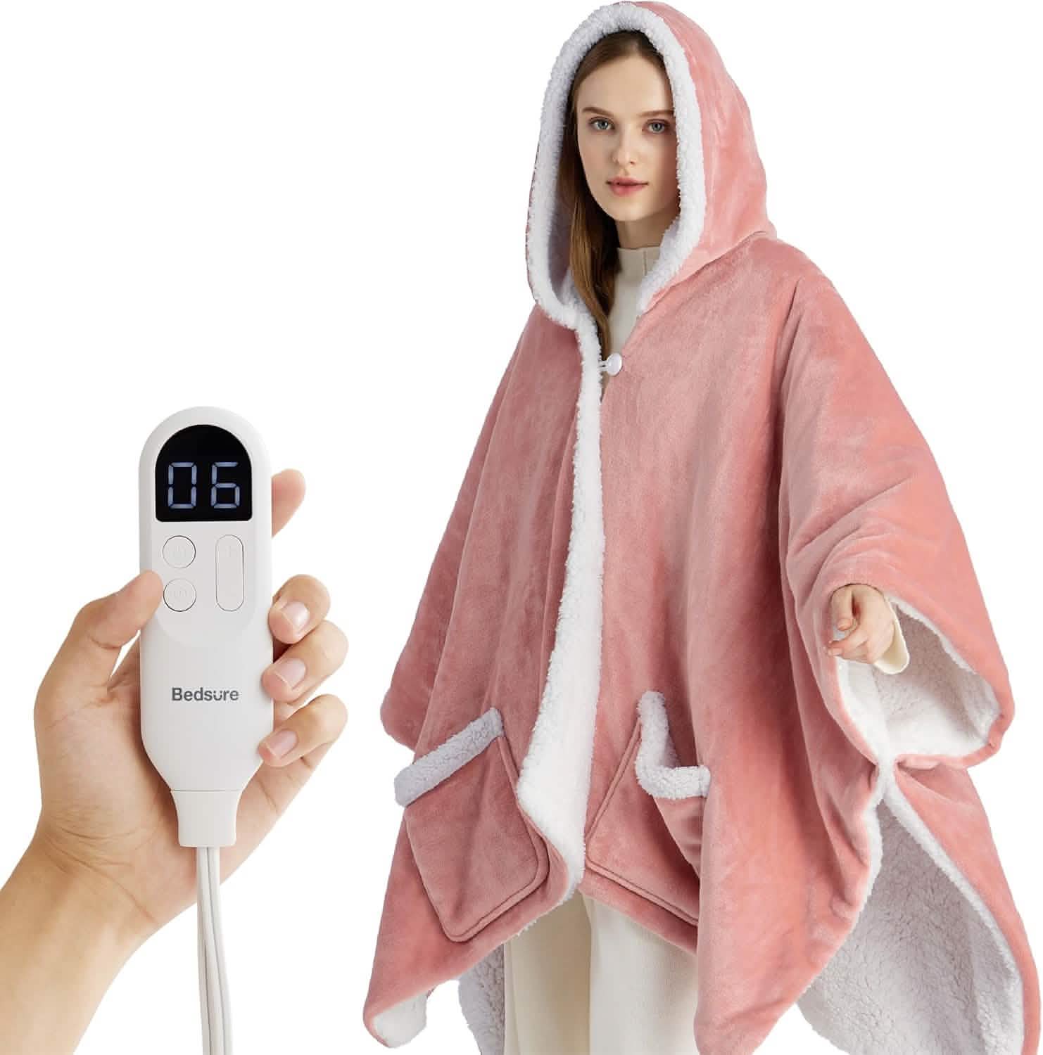 GentleSoft™ Heated Sherpa Fleece Blanket Hoodie