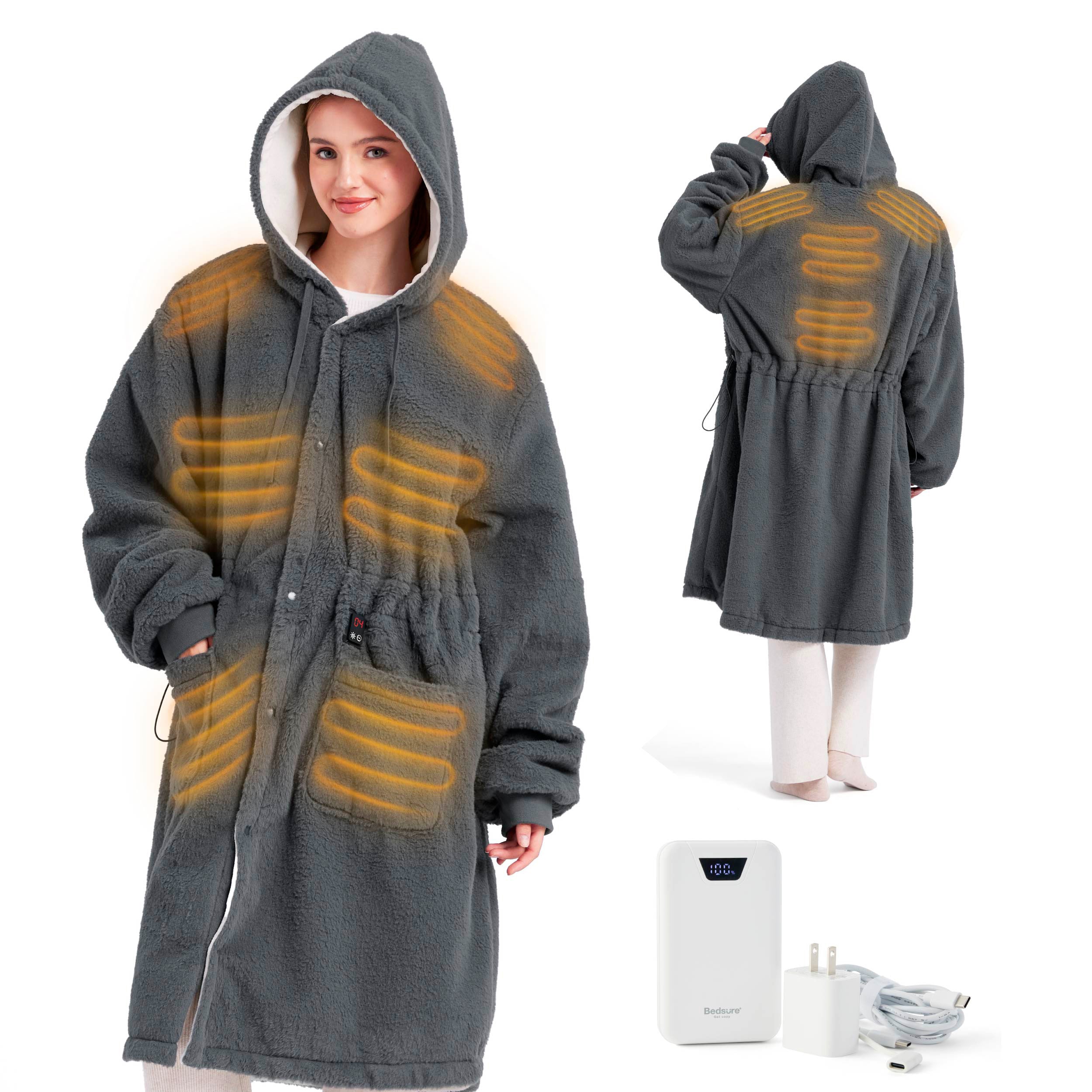 Heated Faux Cashmere Blanket Hoodie