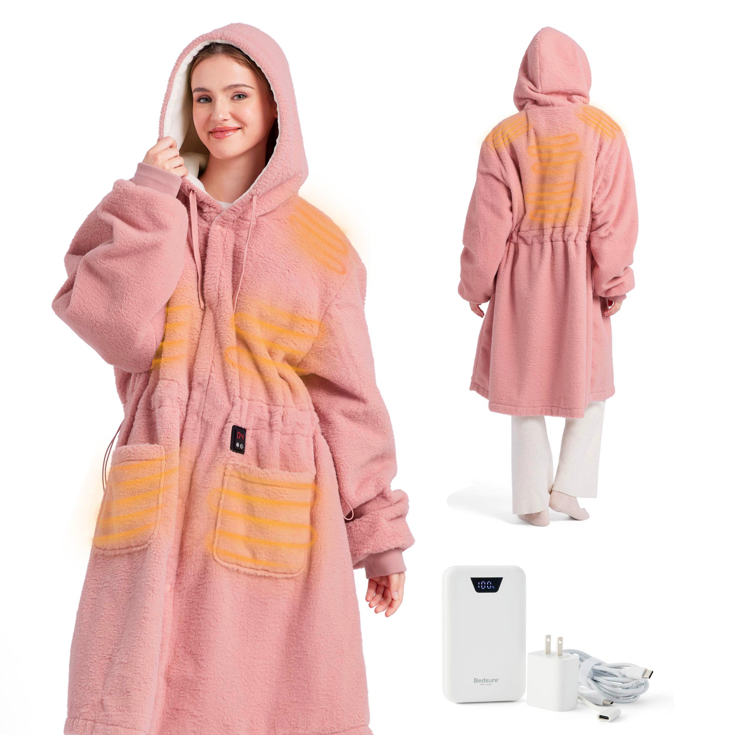 Heated Faux Cashmere Blanket Hoodie