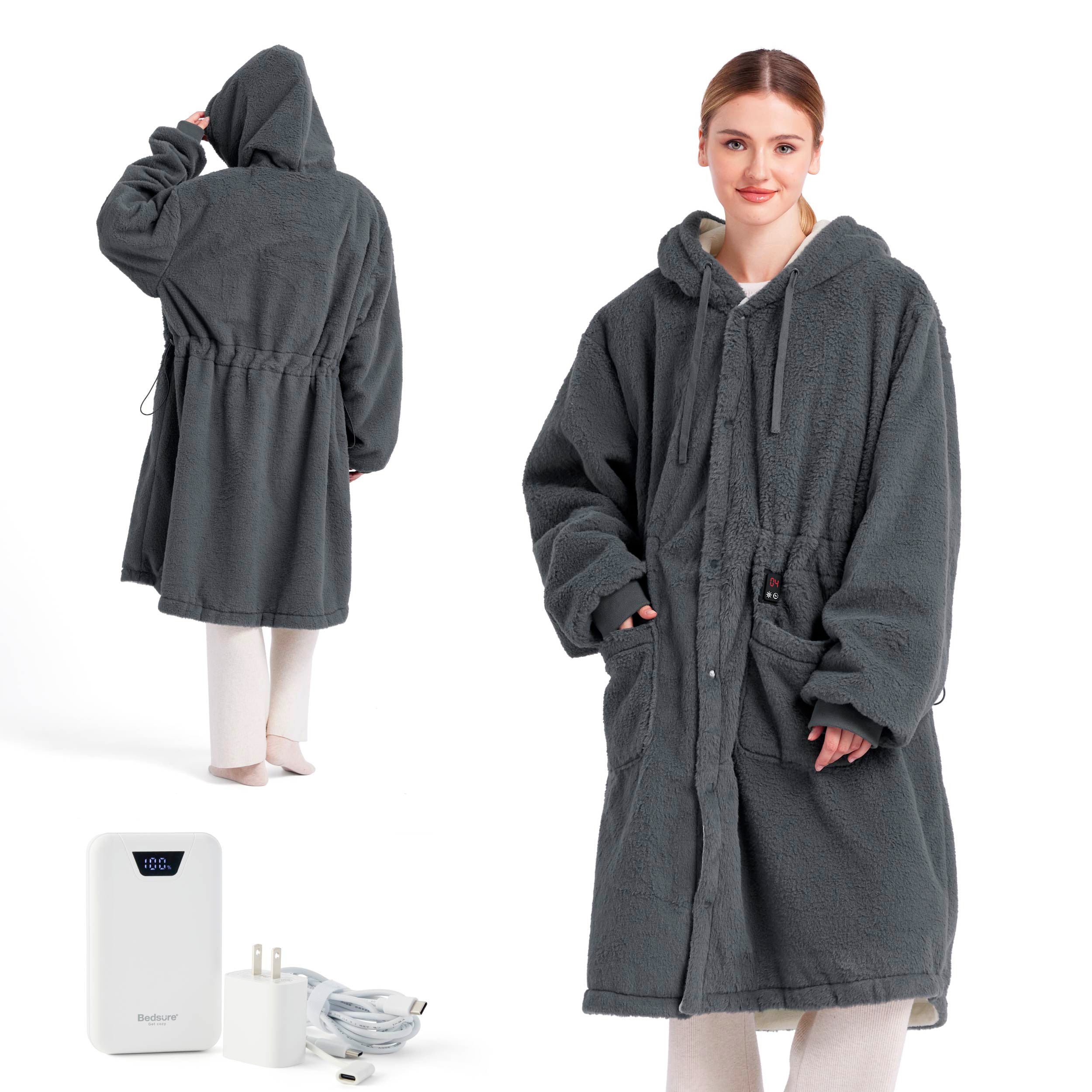 Heated Faux Cashmere Blanket Hoodie