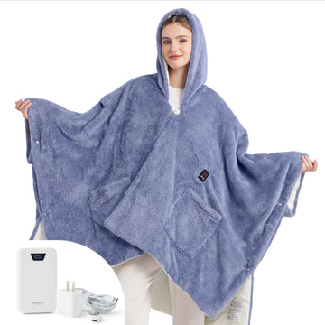 Heated Shaggy Fleece Blanket Hoodie