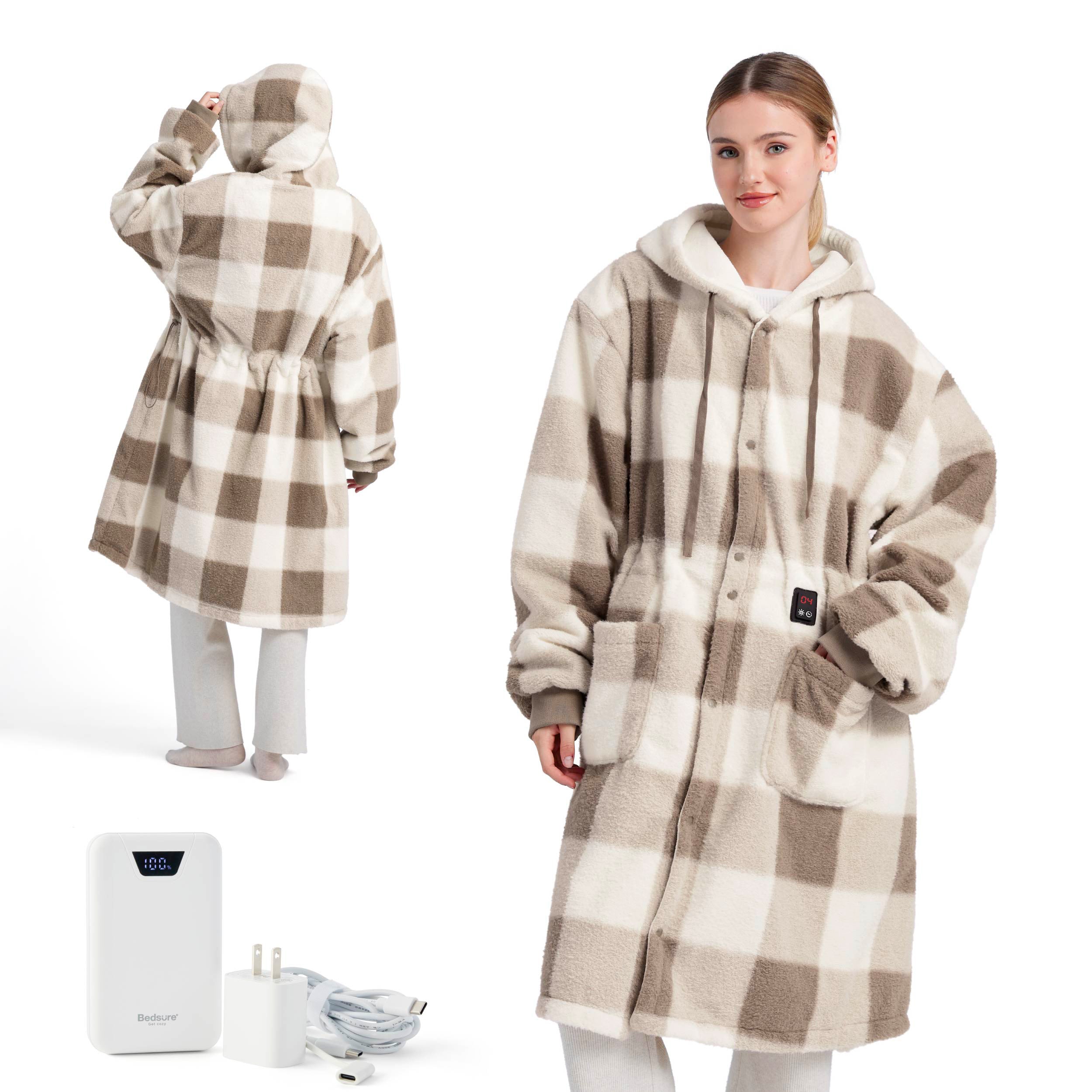 Heated Faux Cashmere Blanket Hoodie