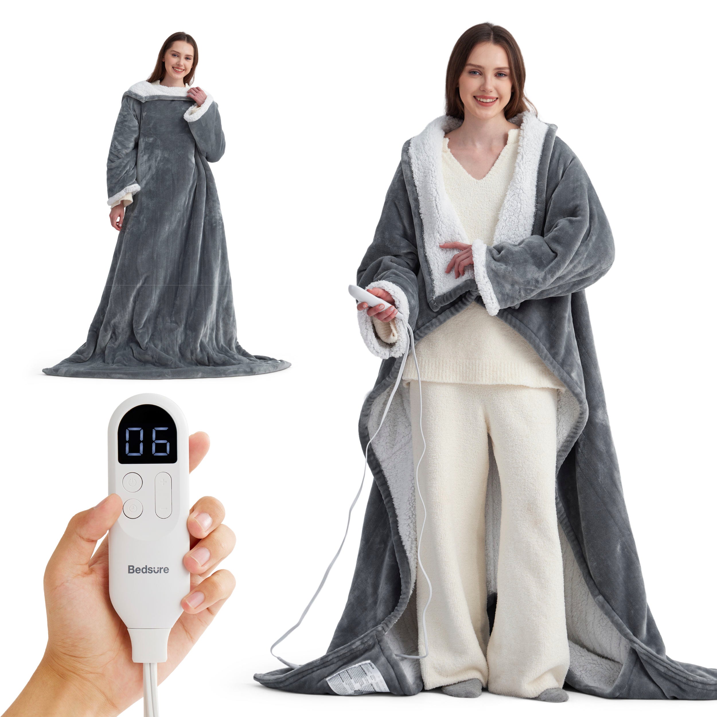 Full-body Sherpa Fleece Wearable Heated Blanket