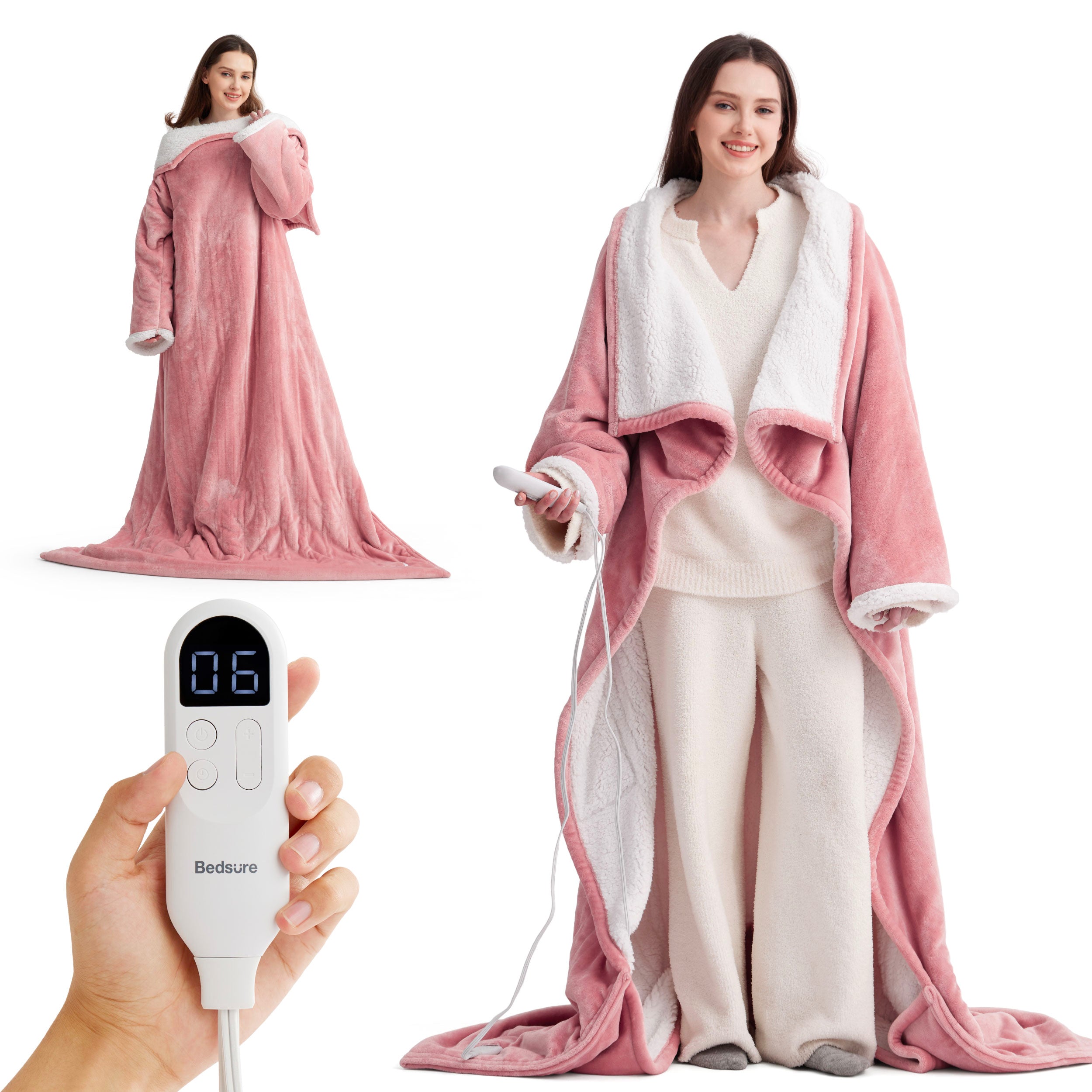 Full-body Sherpa Fleece Wearable Heated Blanket