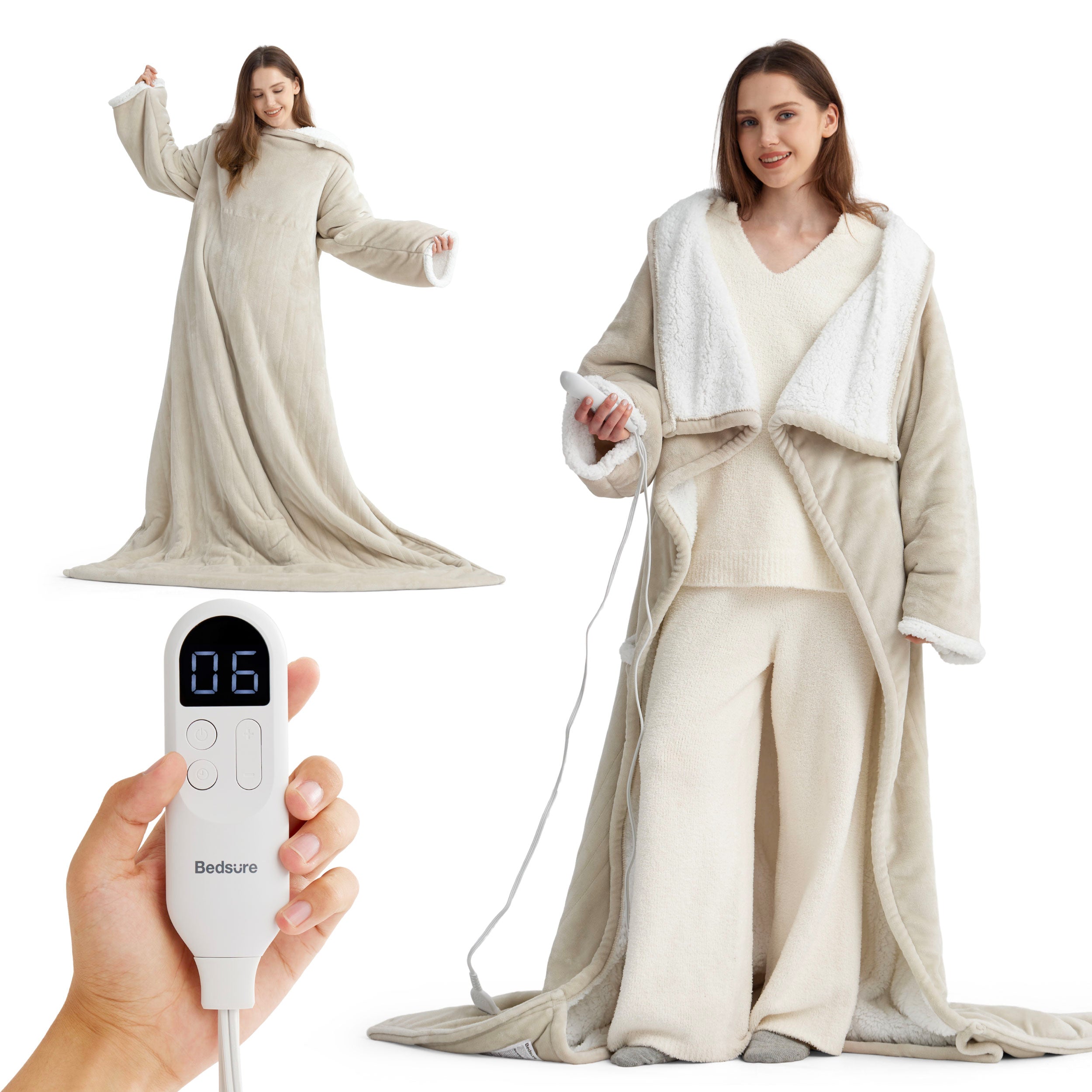 Full-body Sherpa Fleece Wearable Heated Blanket