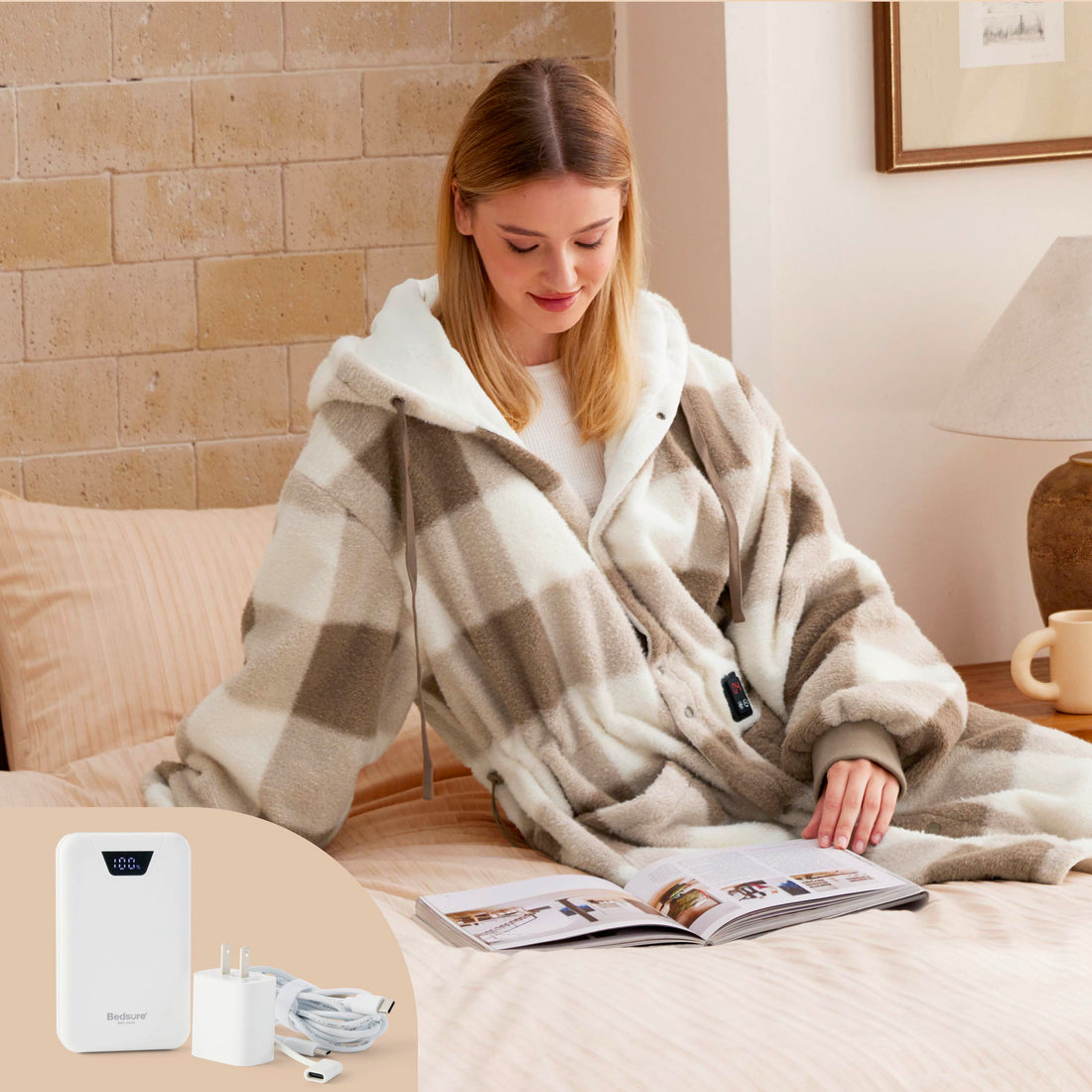 Heated Faux Cashmere Blanket Hoodie
