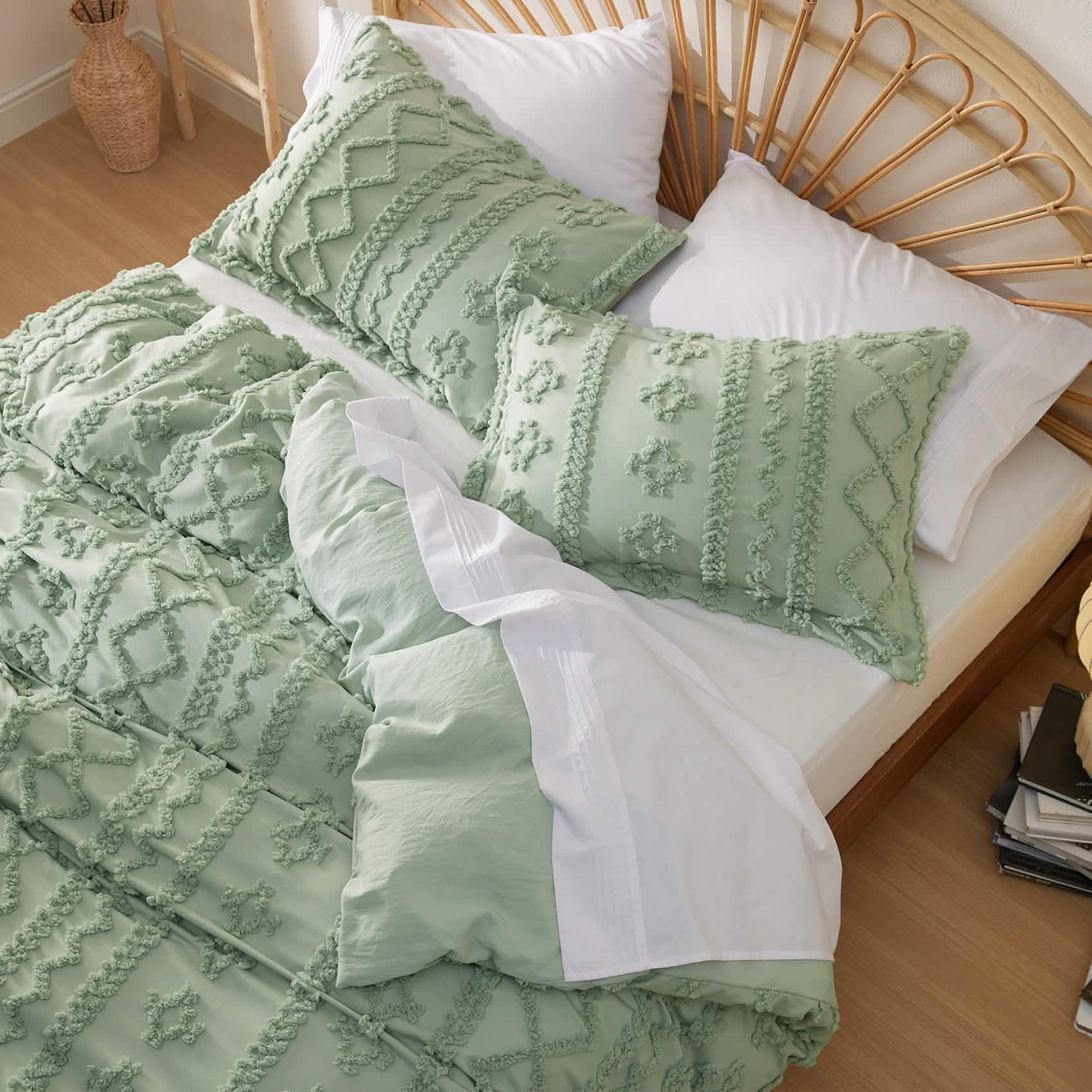 Boho Tufted Embroidery Duvet Cover Set