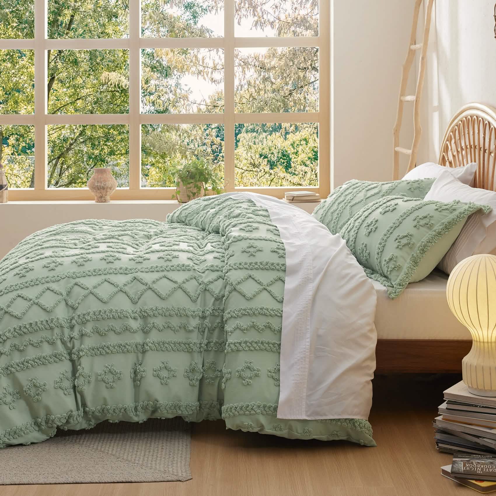 Boho Tufted Embroidery Duvet Cover Set
