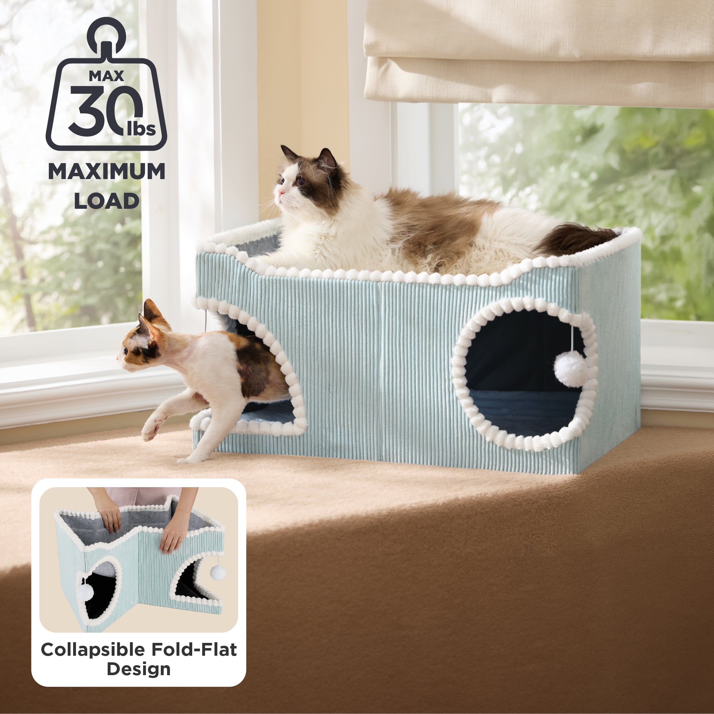 2-in-1 Corduroy Cat Scratcher House
