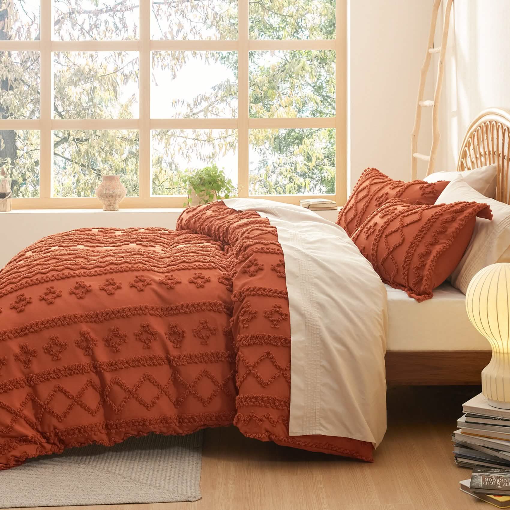 Boho Tufted Embroidery Duvet Cover Set