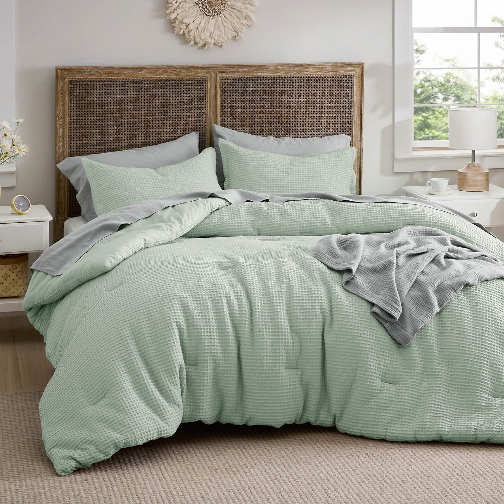 Cotton Waffle Weave Comforter Set