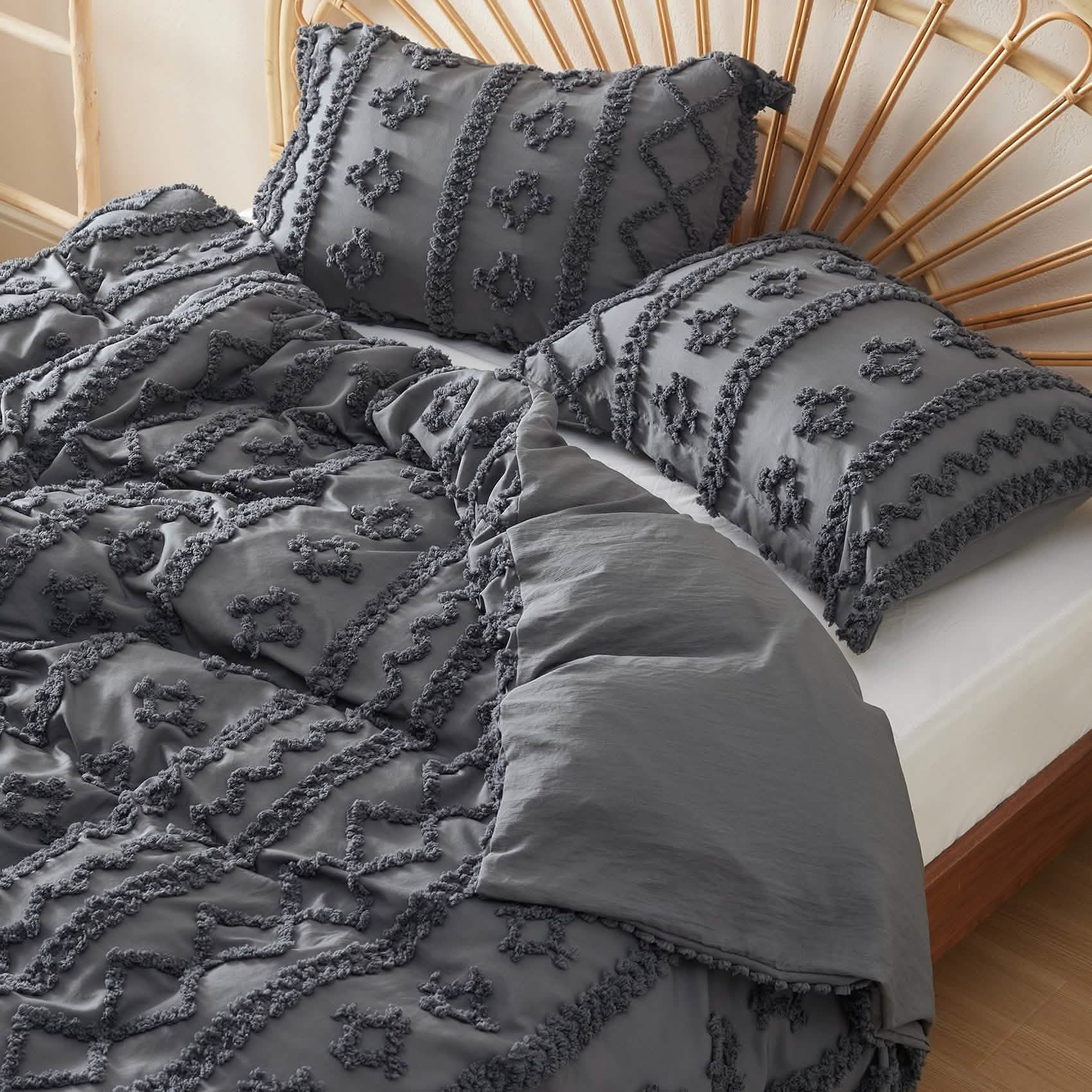 Boho Tufted Embroidery Duvet Cover Set