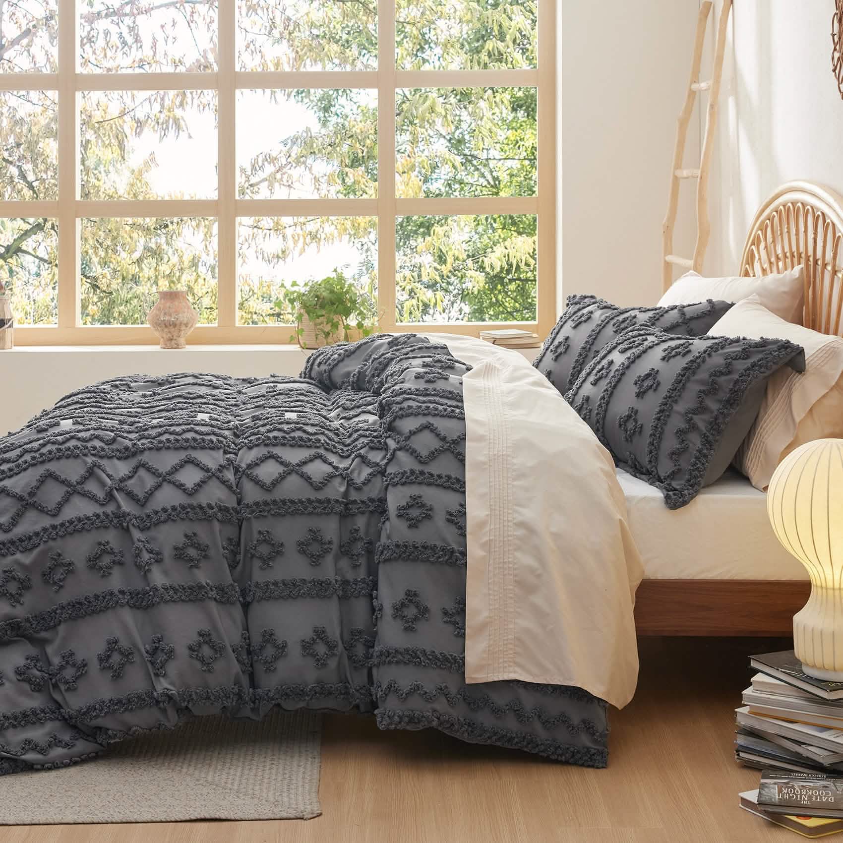 Boho Tufted Embroidery Duvet Cover Set