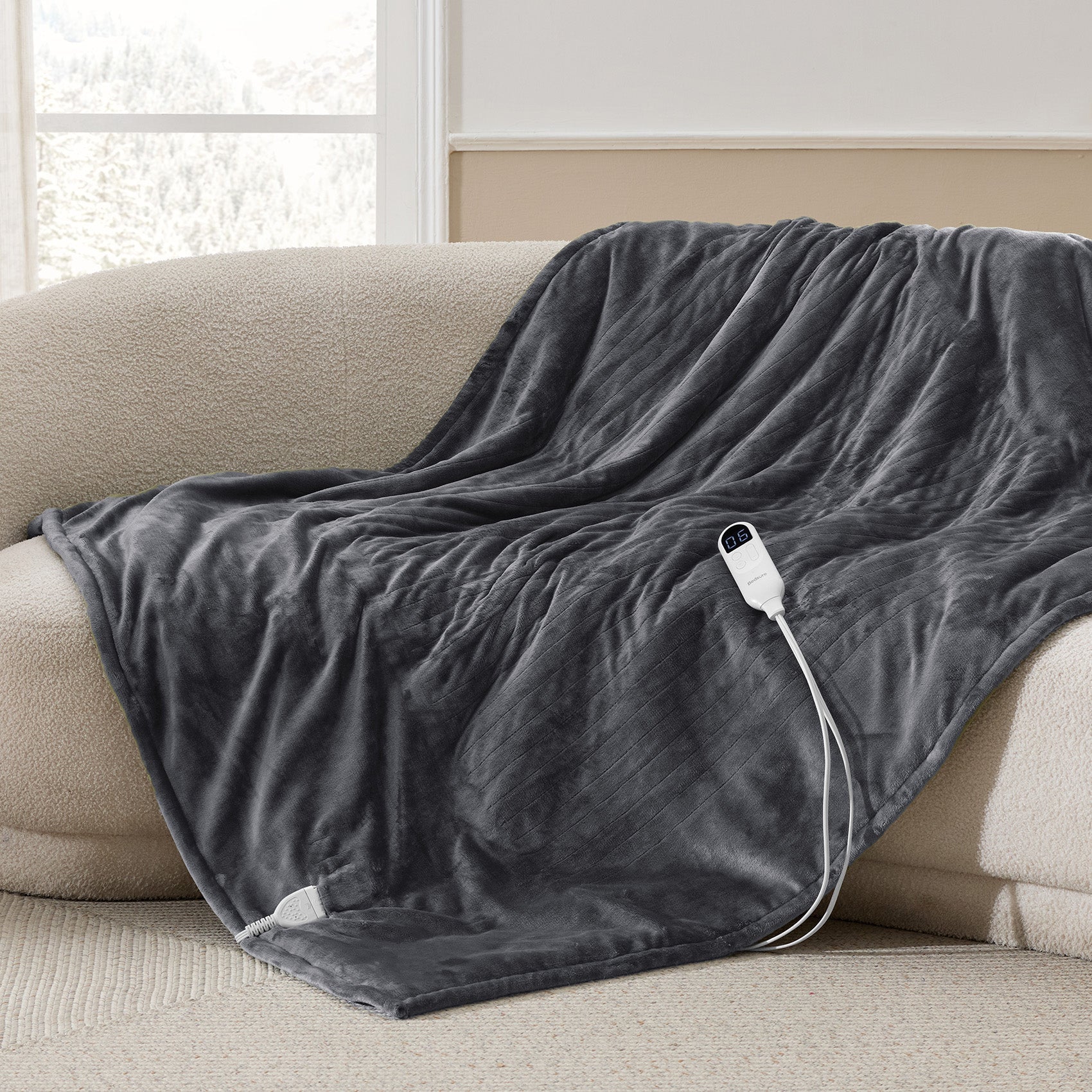 Solid Flannel Heated Blanket