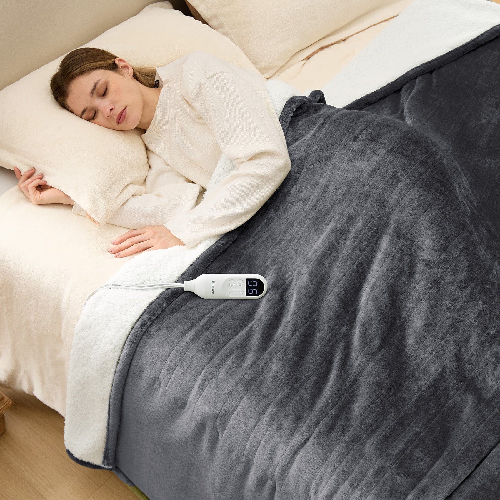 Solid Flannel Heated Blanket