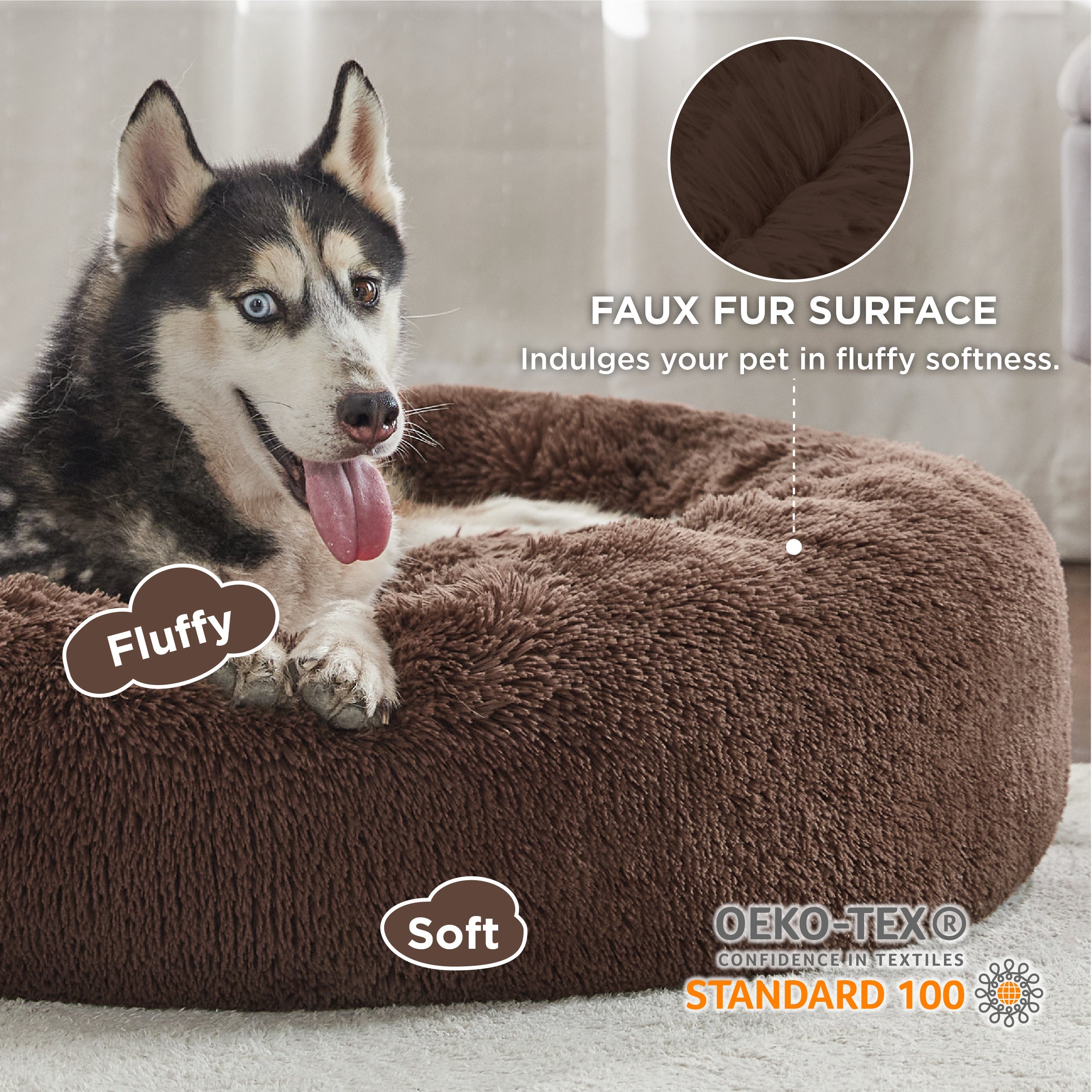 Calming Donut Bed for Dogs and Cats