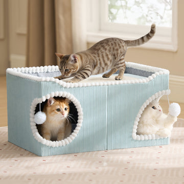 2-in-1 Corduroy Cat Scratcher House