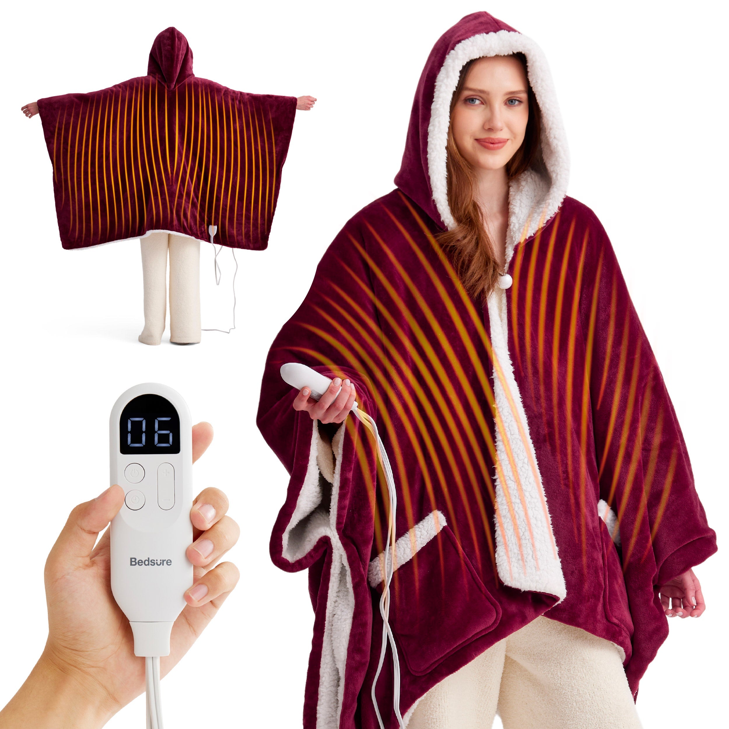 Heated Sherpa Fleece Blanket Hoodie