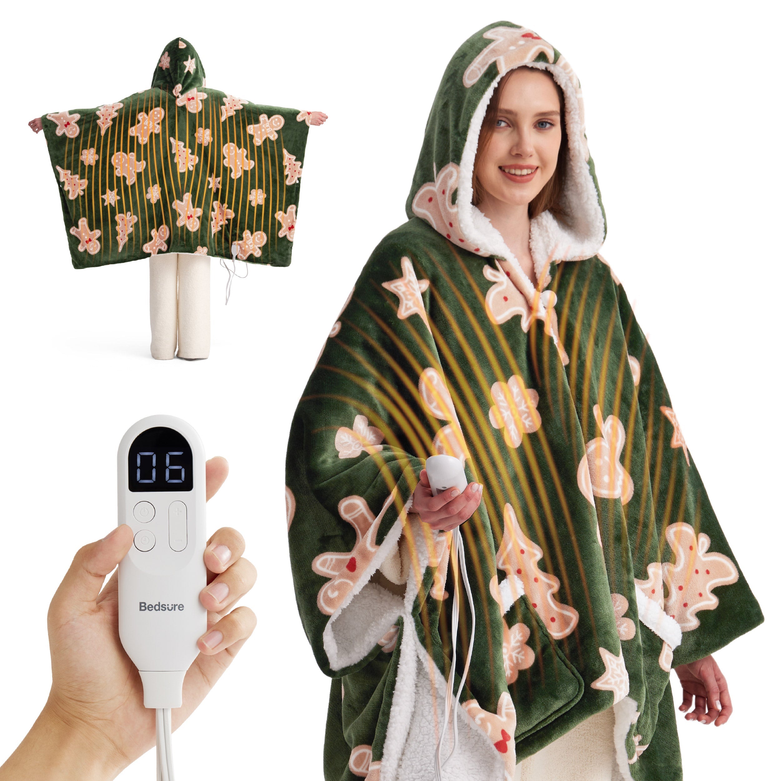 Heated Sherpa Fleece Blanket Hoodie