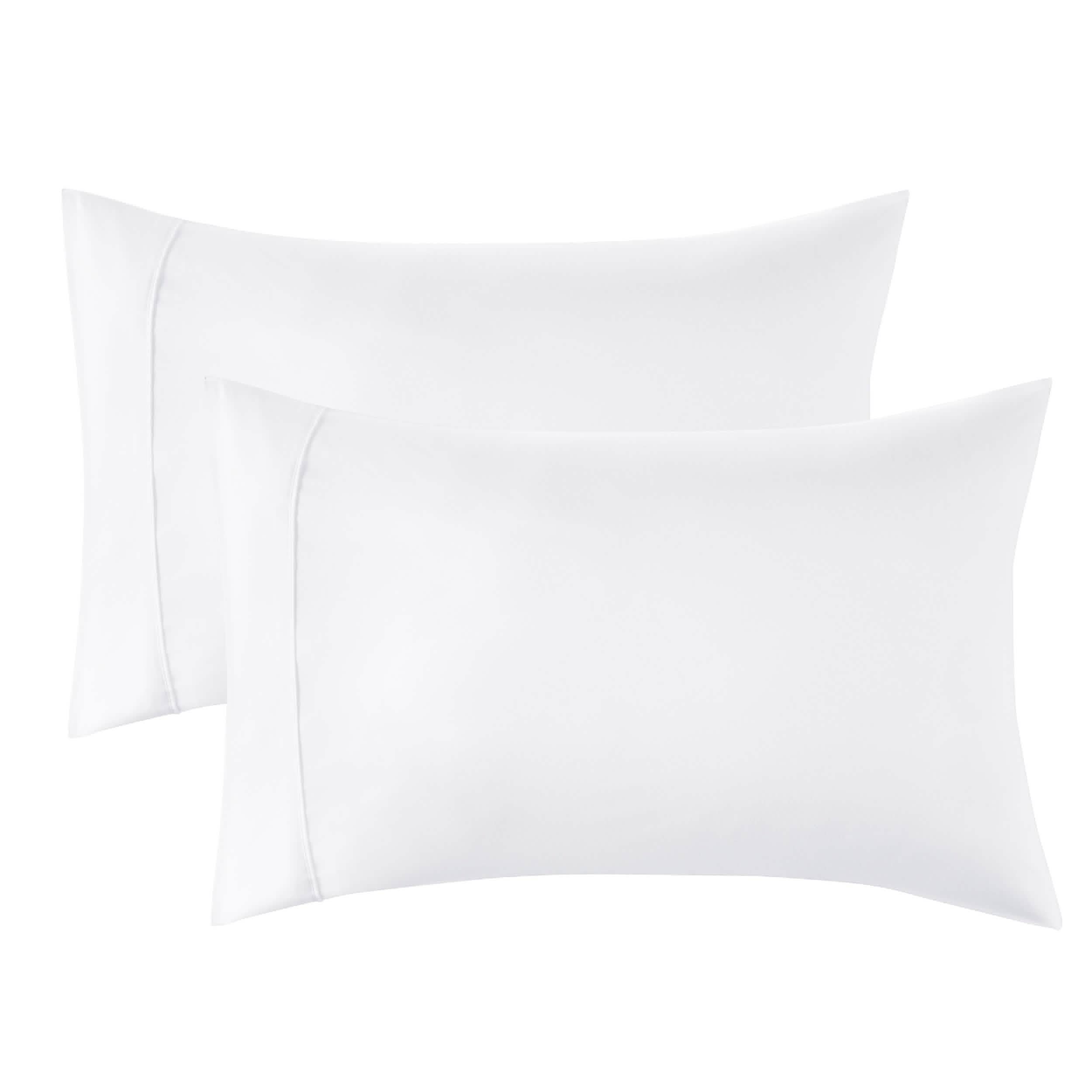 Two white GentleSoft microfiber pillowcases with envelope closure and stitched detail.