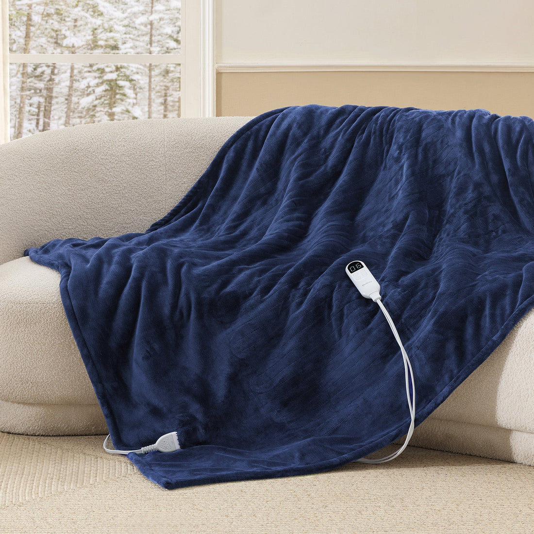 Solid Flannel Heated Blanket