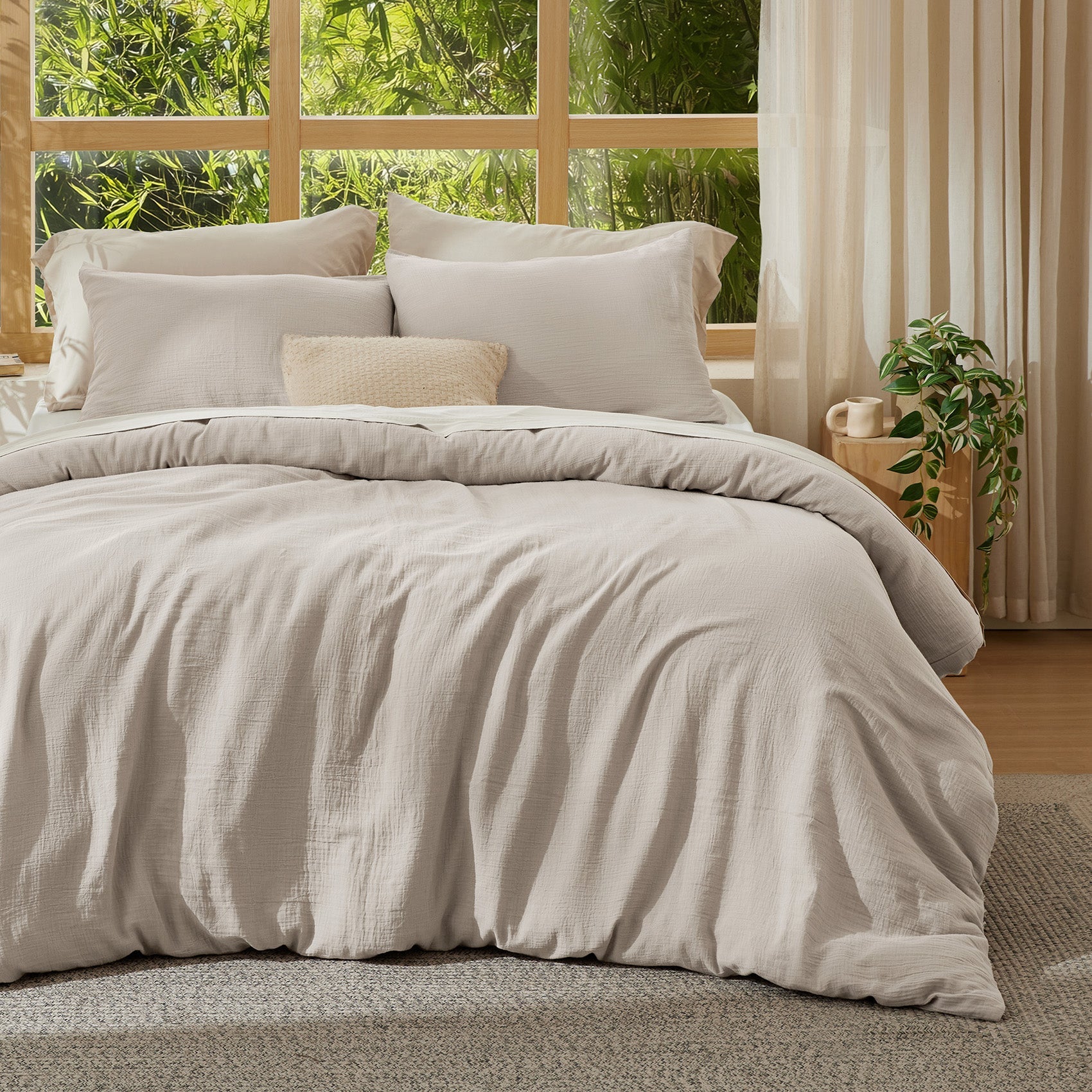Rayon From Bamboo Cotton Muslin Duvet Cover Set