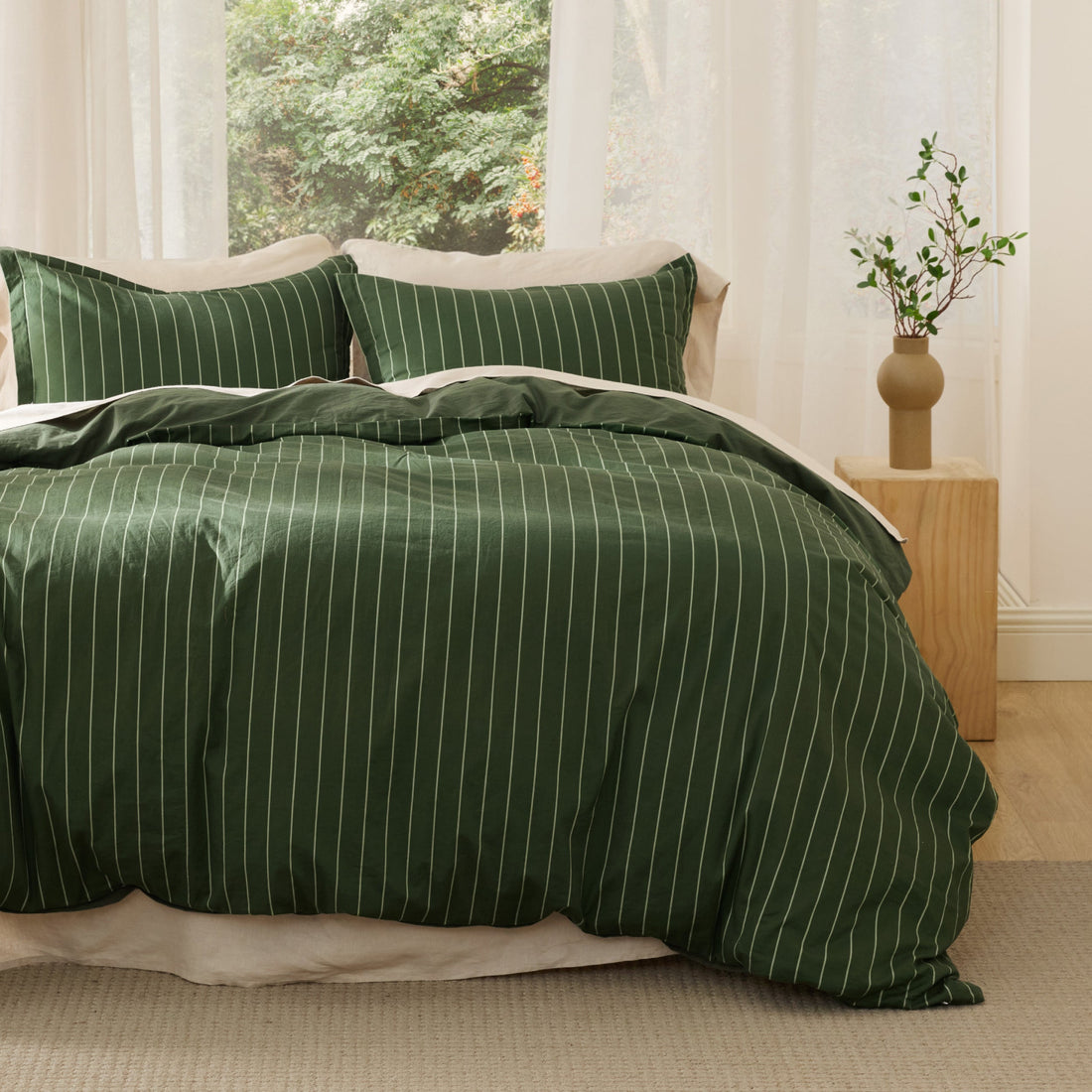 GentleSoft® Striped Washed Cotton Duvet Cover Set