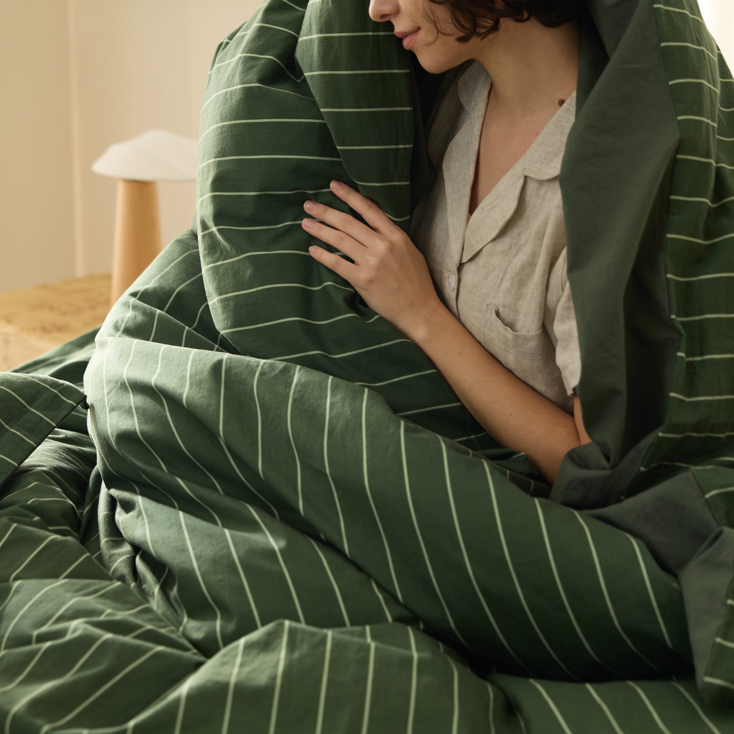 GentleSoft® Striped Washed Cotton Duvet Cover Set