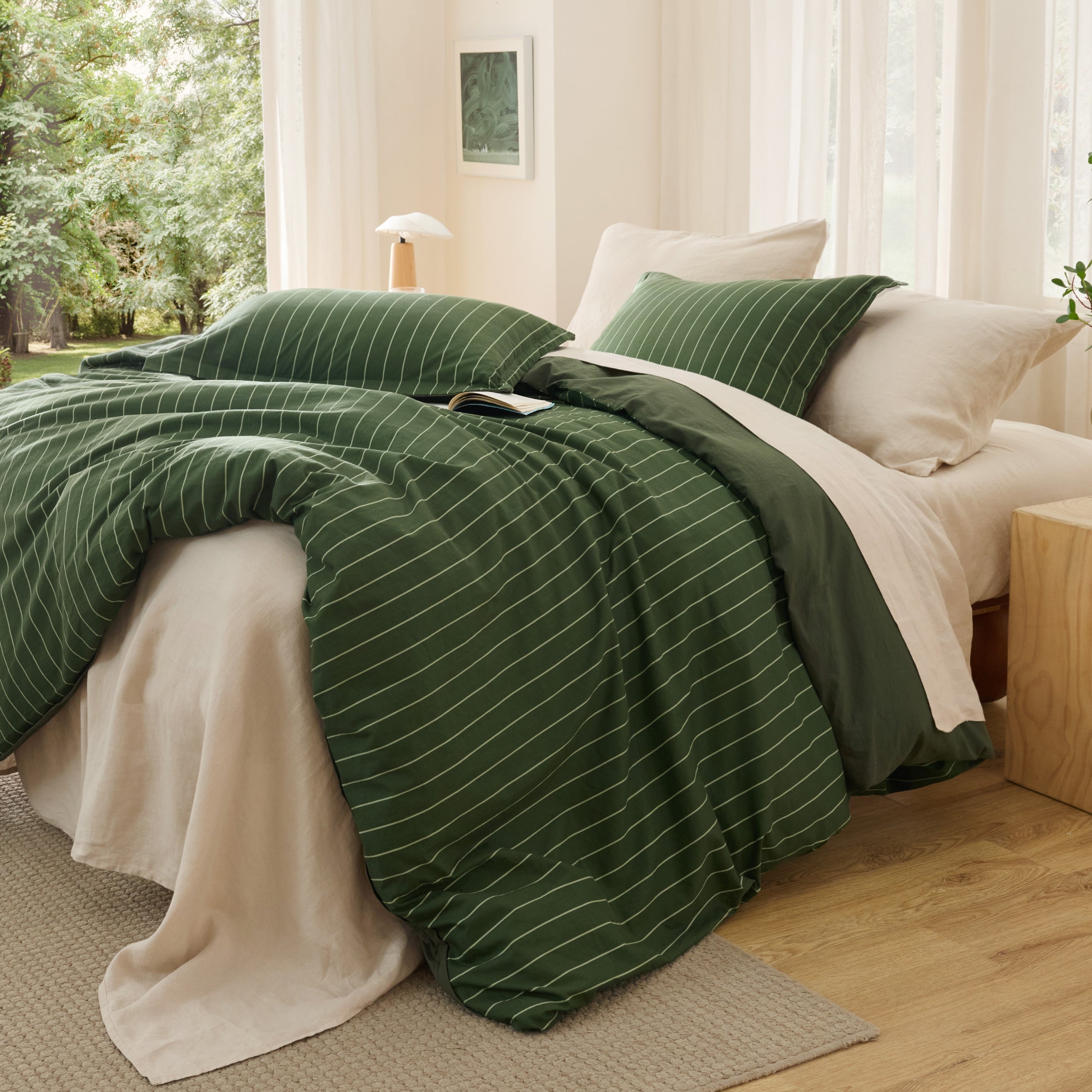 GentleSoft® Striped Washed Cotton Duvet Cover Set