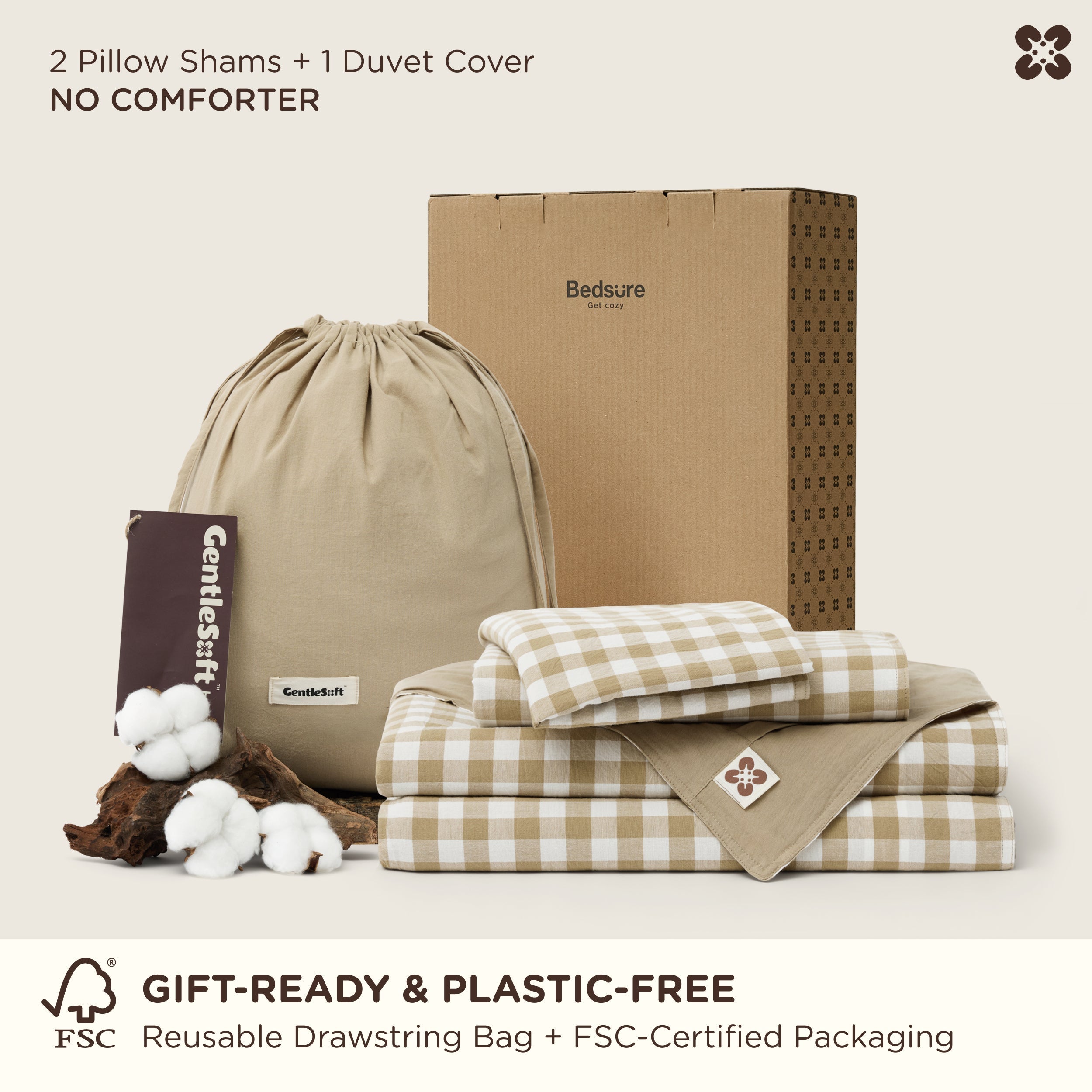 GentleSoft® Gingham Washed Cotton Duvet Cover Set