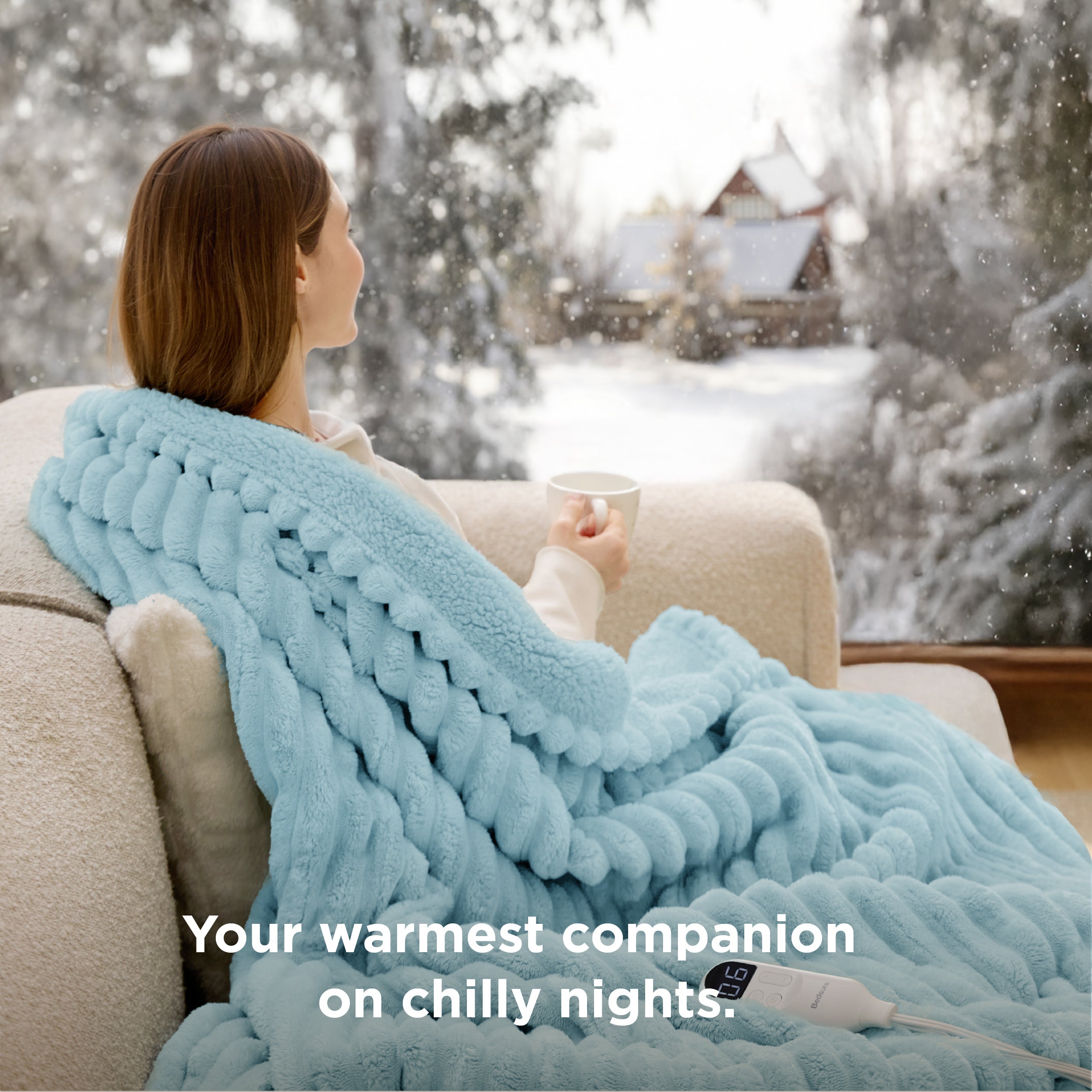 Striped Flannel Heated Blanket