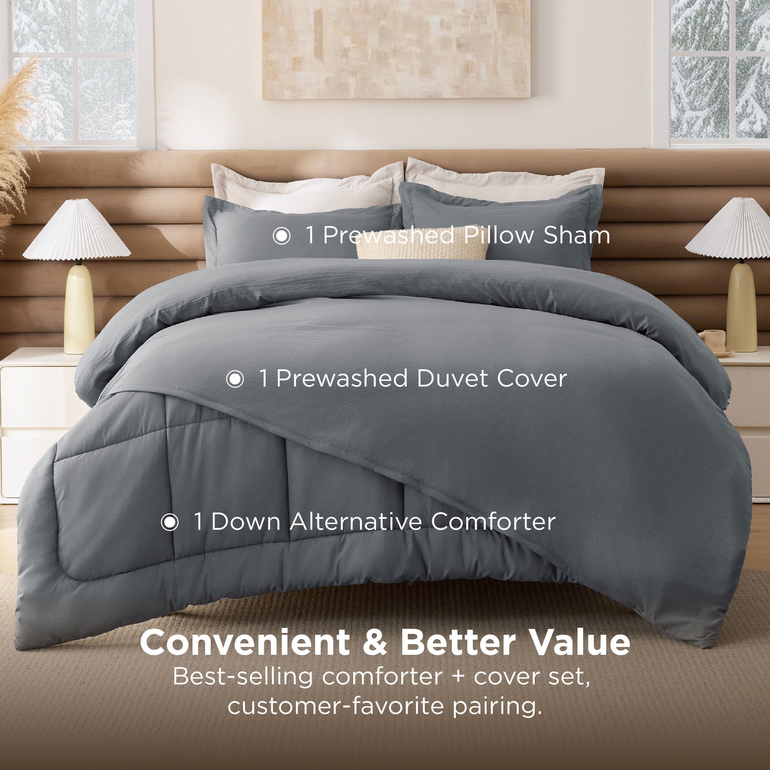 Prewashed Cotton-like Down Alternative Bed-in-a-bag