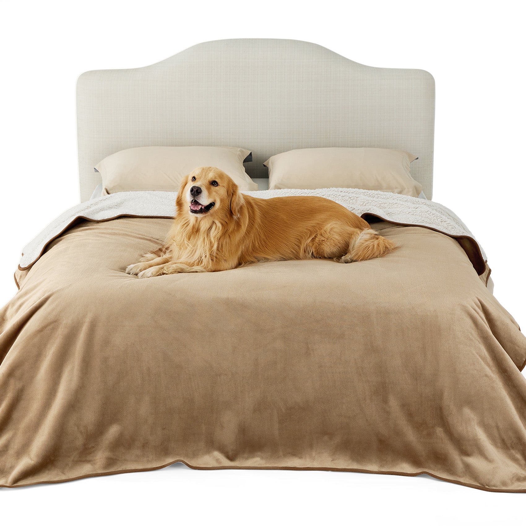 Reversible Sherpa and Microfiber Fleece Dog Blanket