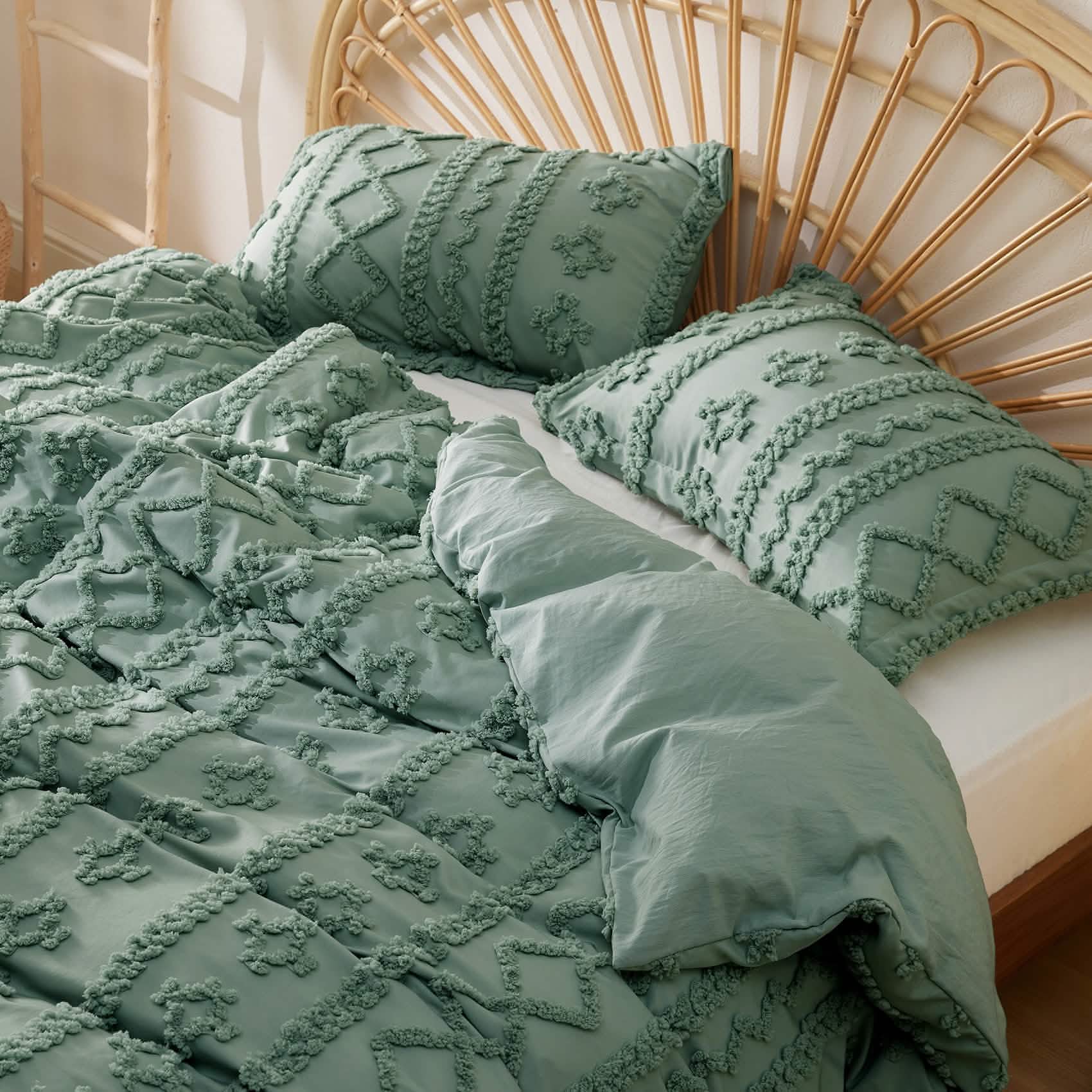 Boho Tufted Embroidery Duvet Cover Set