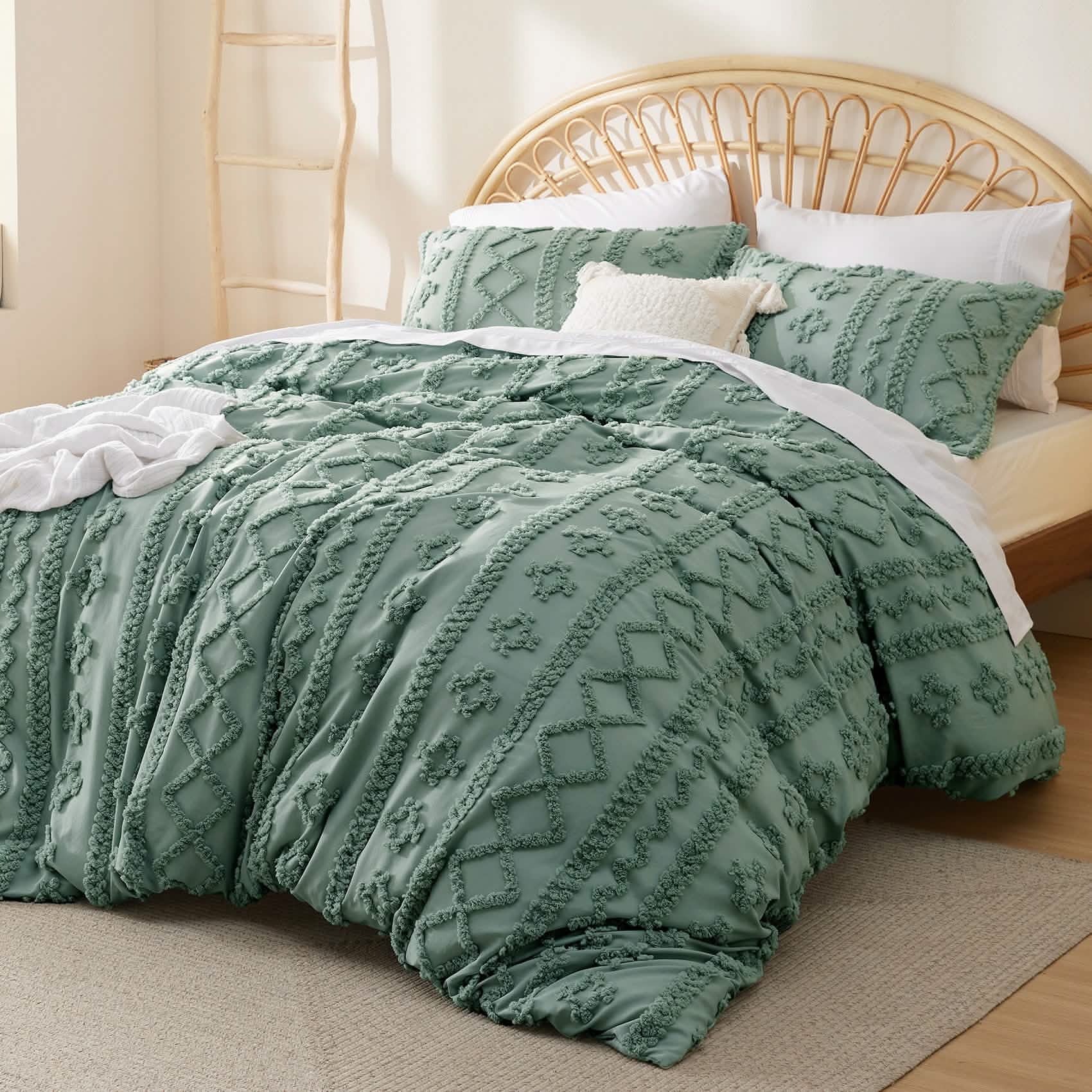 Boho Tufted Embroidery Duvet Cover Set
