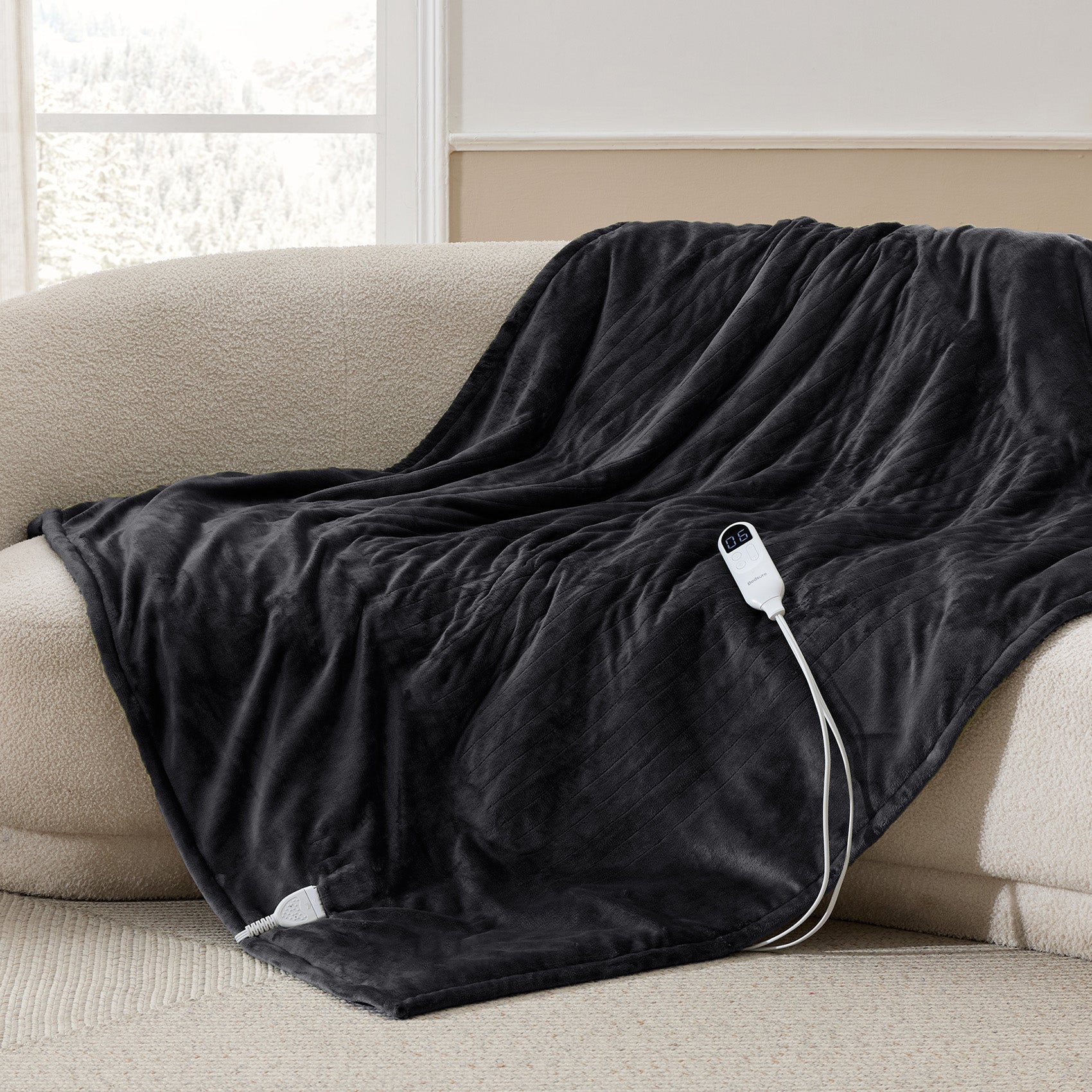 Solid Flannel Heated Blanket