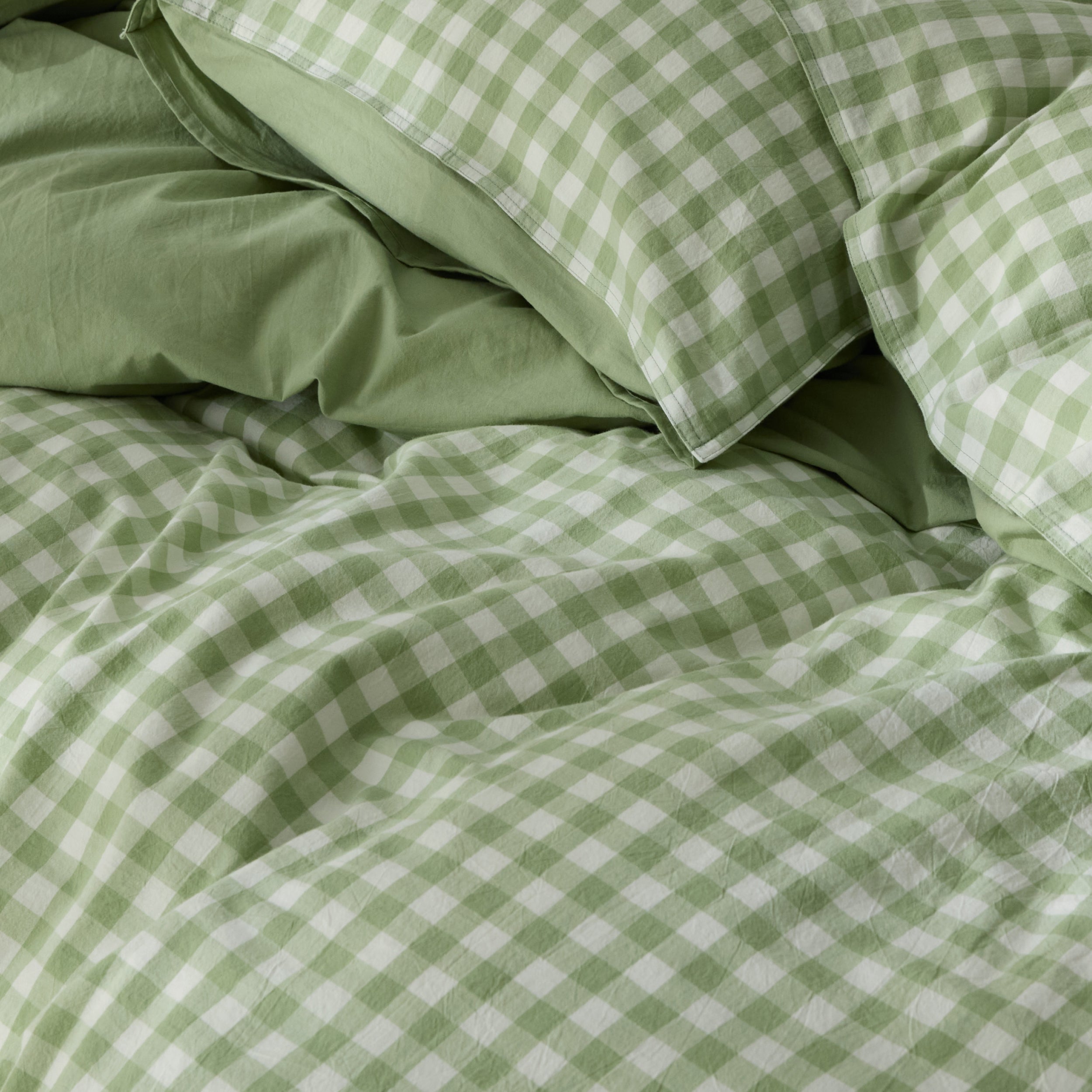 GentleSoft® Gingham Washed Cotton Duvet Cover Set