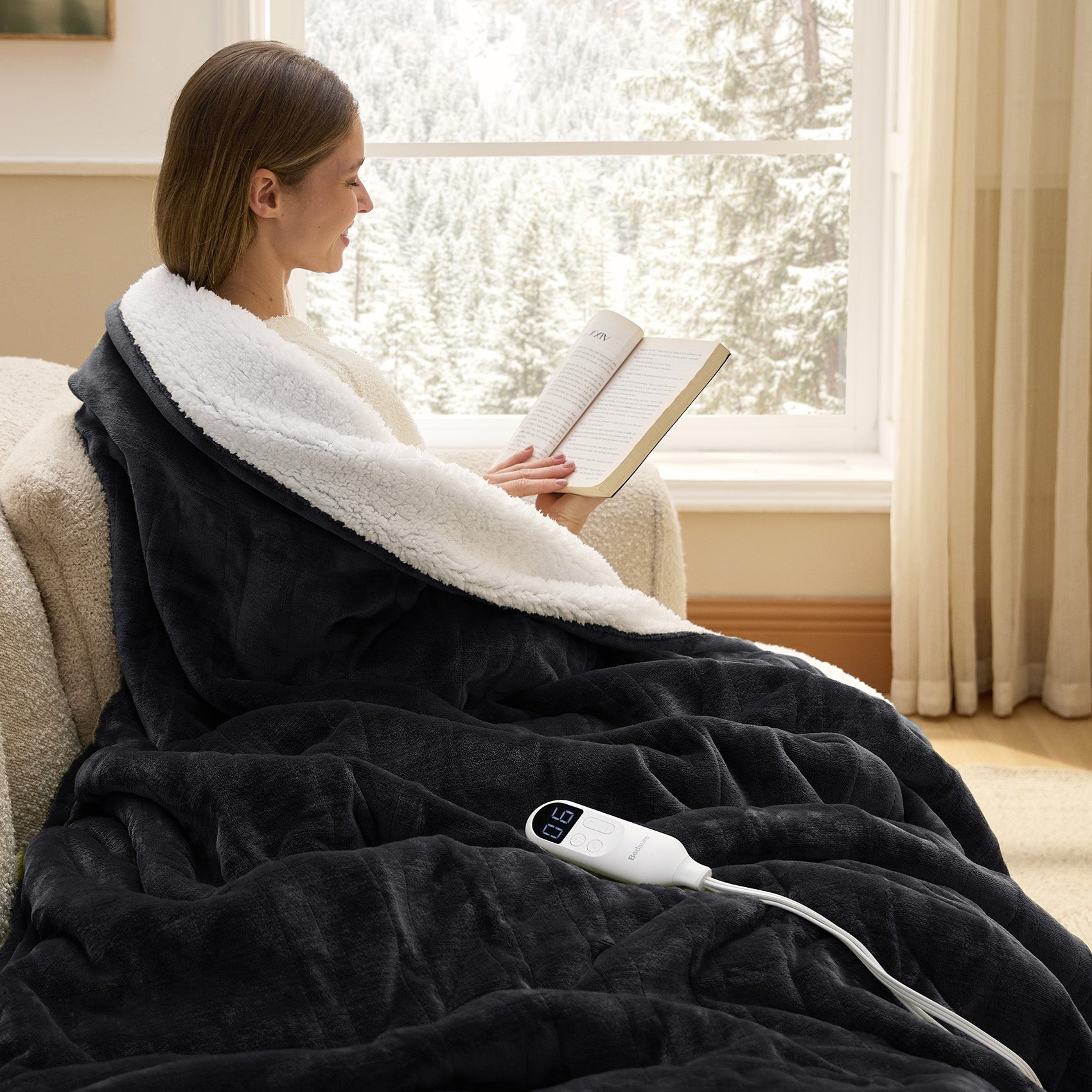 Solid Flannel Heated Blanket