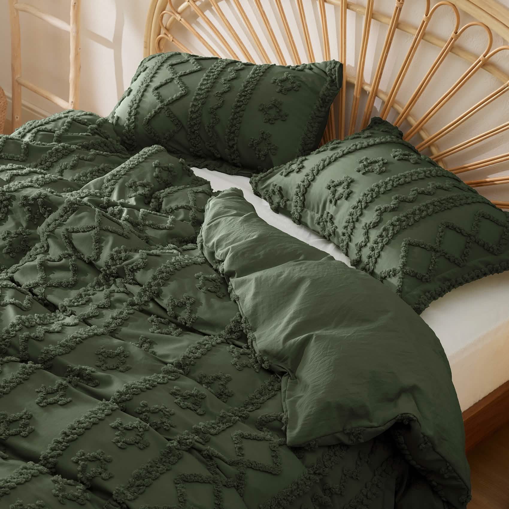 Boho Tufted Embroidery Duvet Cover Set