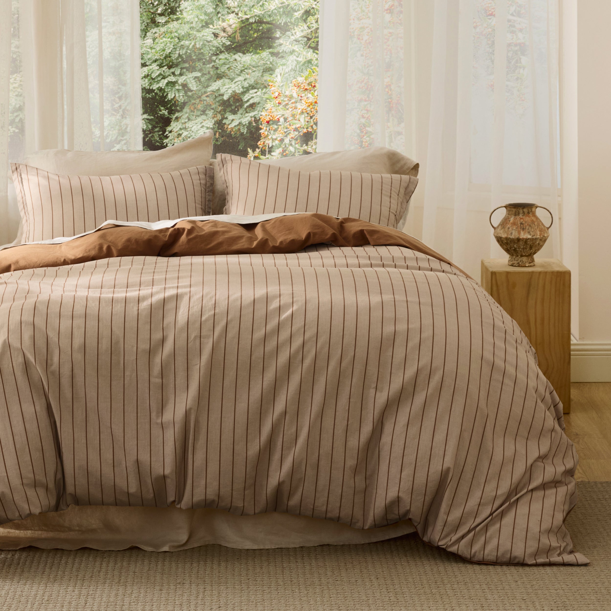 GentleSoft® Striped Washed Cotton Duvet Cover Set